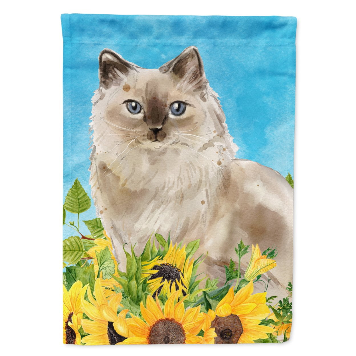 Ragdoll in Sunflowers Flag Canvas House Size