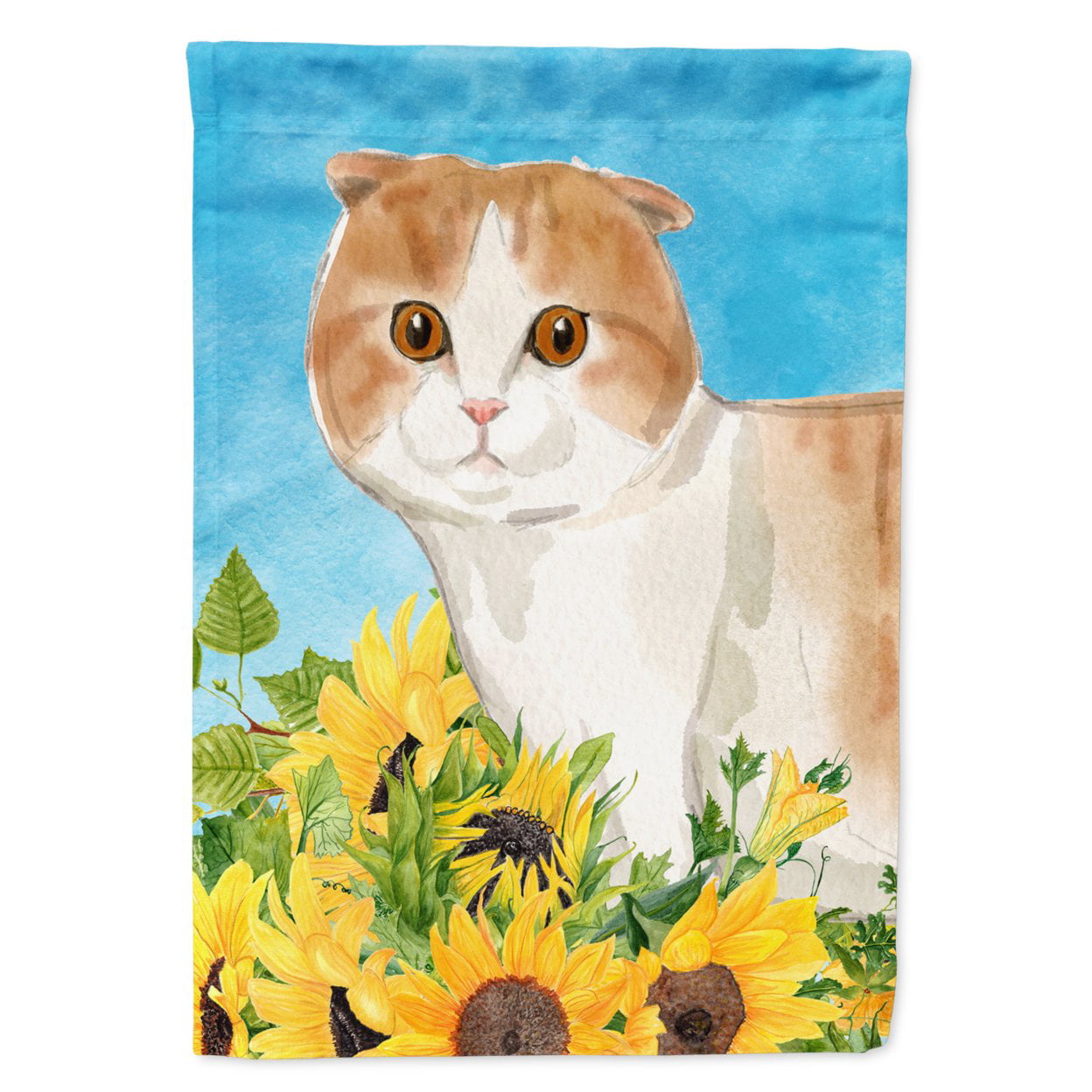Scottish Fold in Sunflowers Flag Canvas House Size