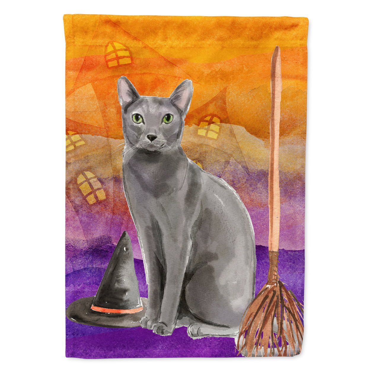 Blue Russian Halloween Flag Canvas House Size