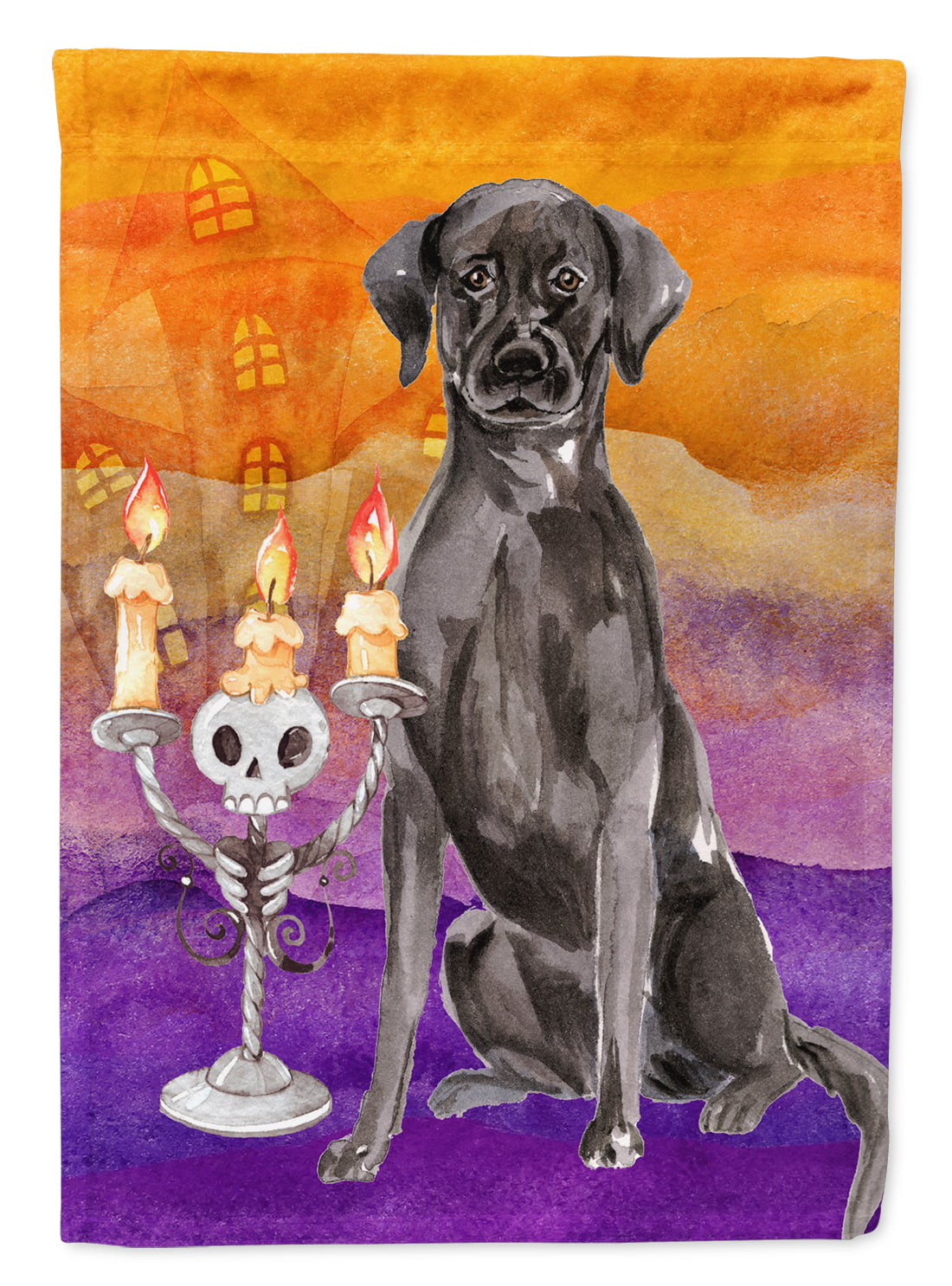 Hallween Black Labrador Retriever Flag Canvas House Size