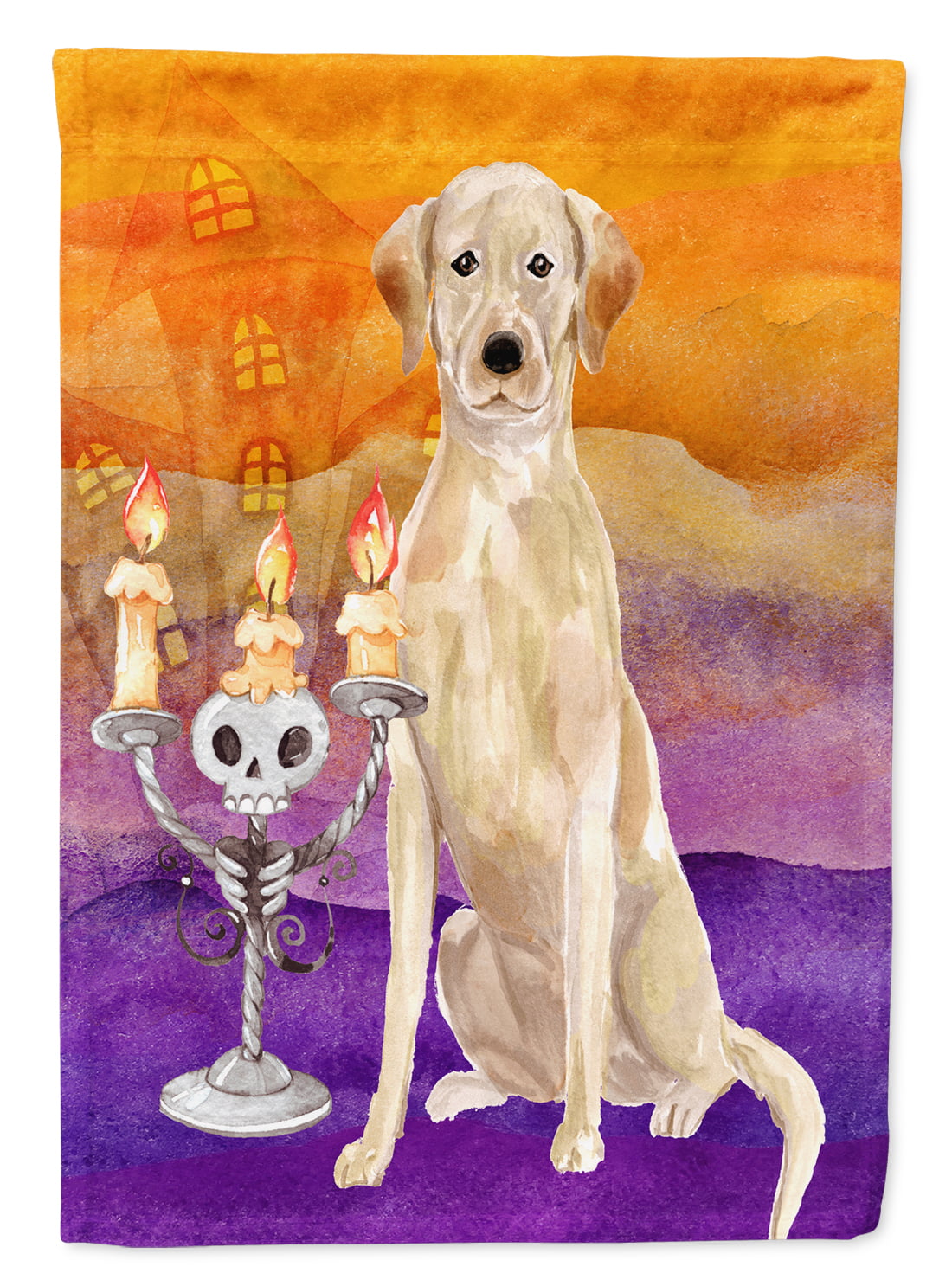 Hallween Yellow Labrador Retriever Flag Canvas House Size
