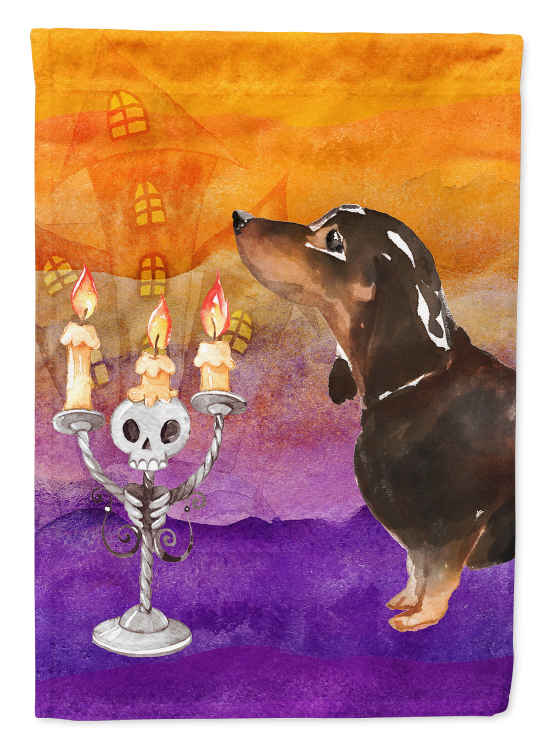 Hallween Black & Tan Dachshund Flag Canvas House Size