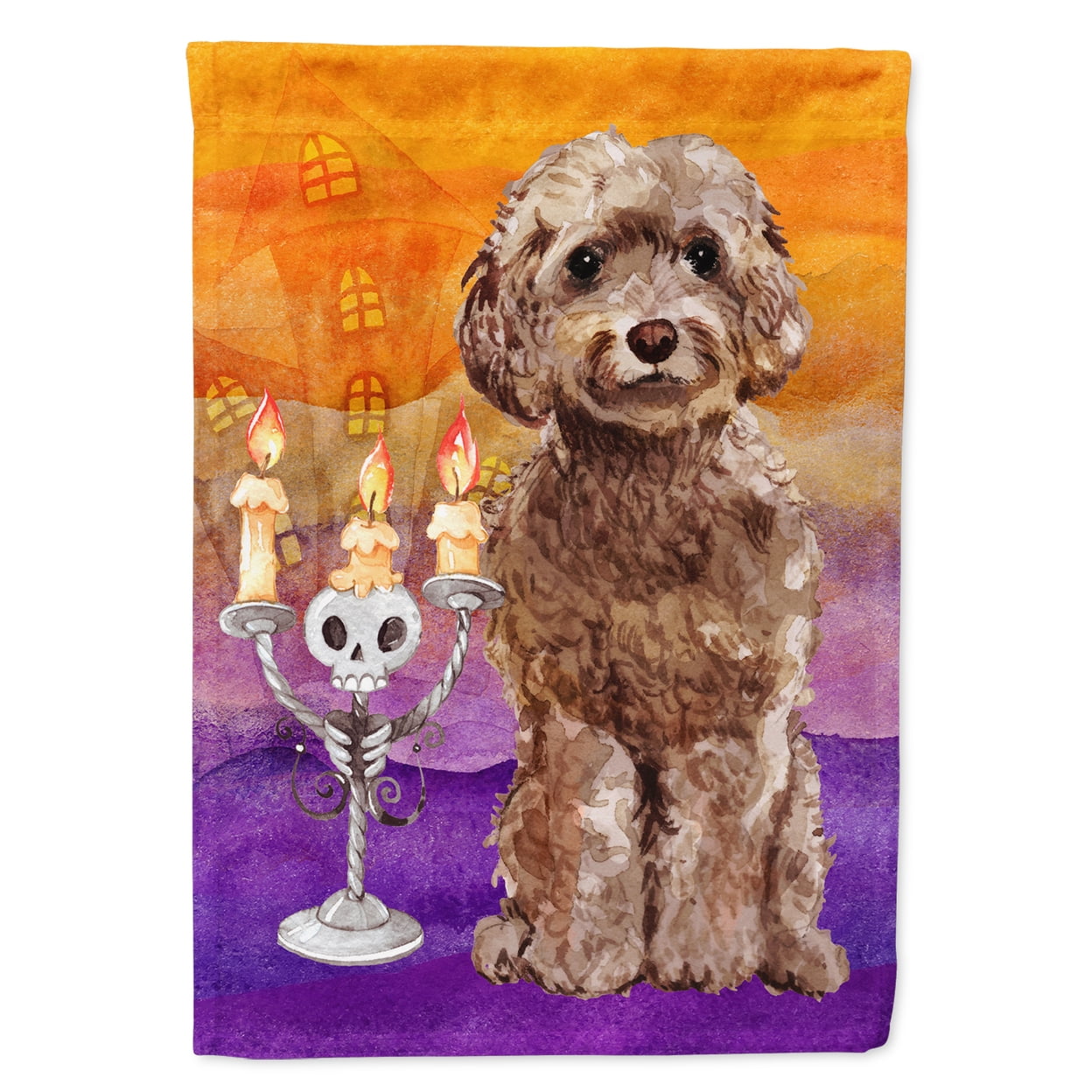 CK3208CHF Hallween Brown Cockapoo Flag Canvas House Size