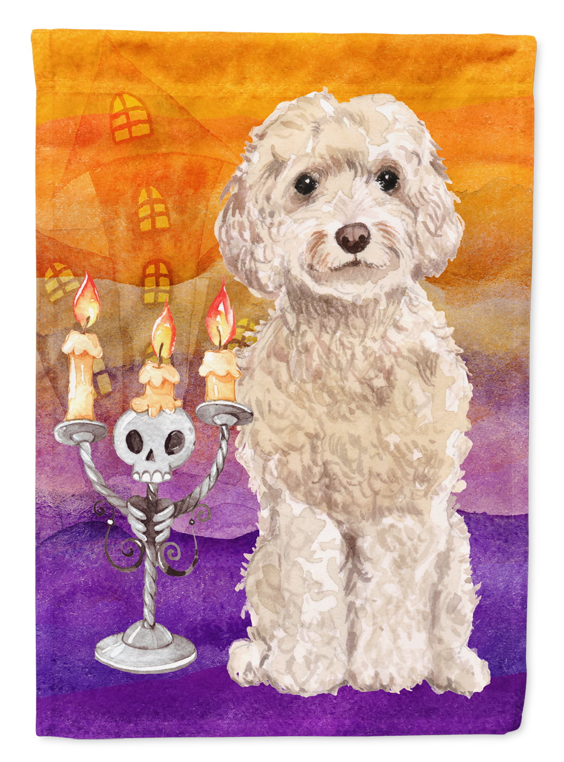 CK3209CHF Hallween Champagne Cockapoo Flag Canvas House Size