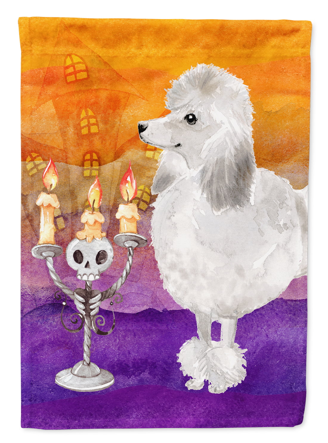Hallween Silver Poodle Flag Canvas House Size