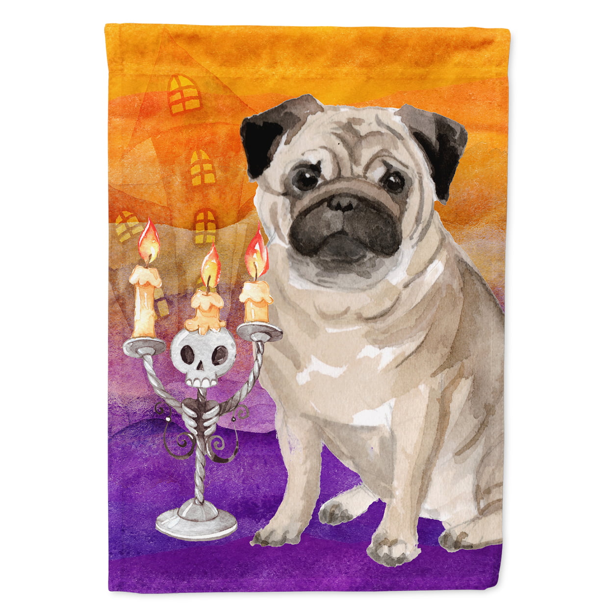 CK3225CHF Hallween Pug Flag Canvas House Size