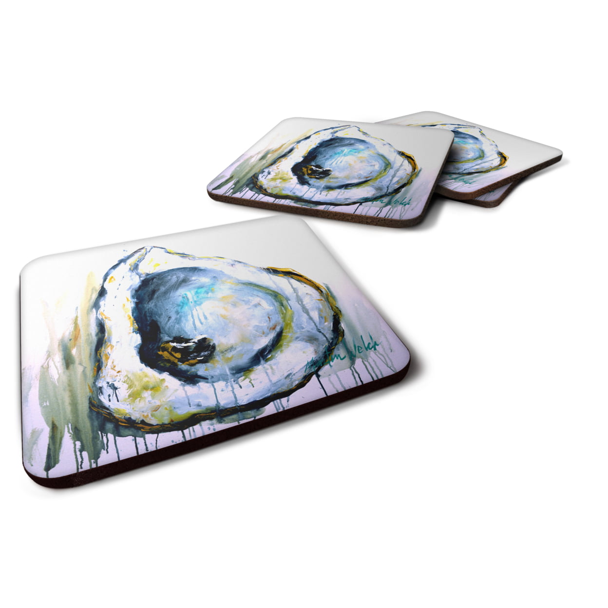 Aqua Sand Oyster Foam Coasters - Set of 4