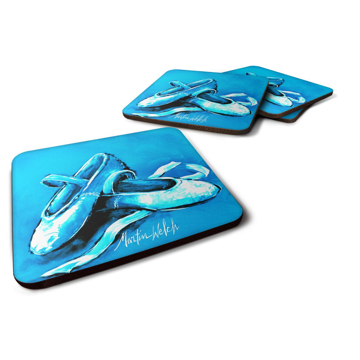 Ballet Shoes Aqua Blue Foam Coasters - Set of 4