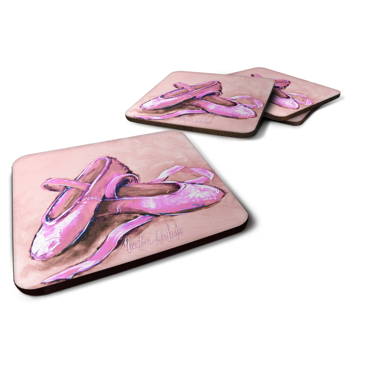 Ballet Shoes Pink Foam Coasters - Set of 4