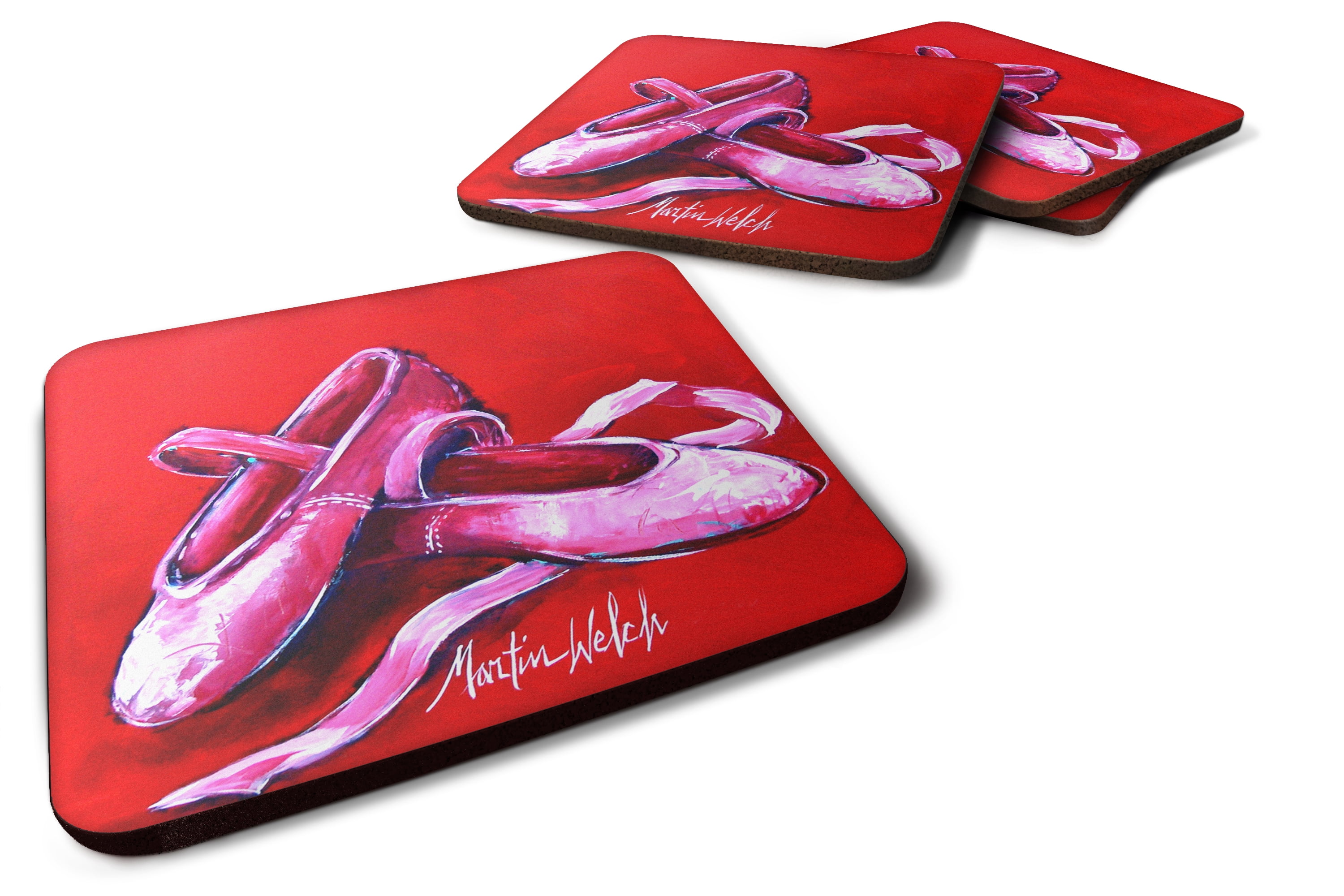 Ballet Shoes Red Foam Coasters - Set of 4