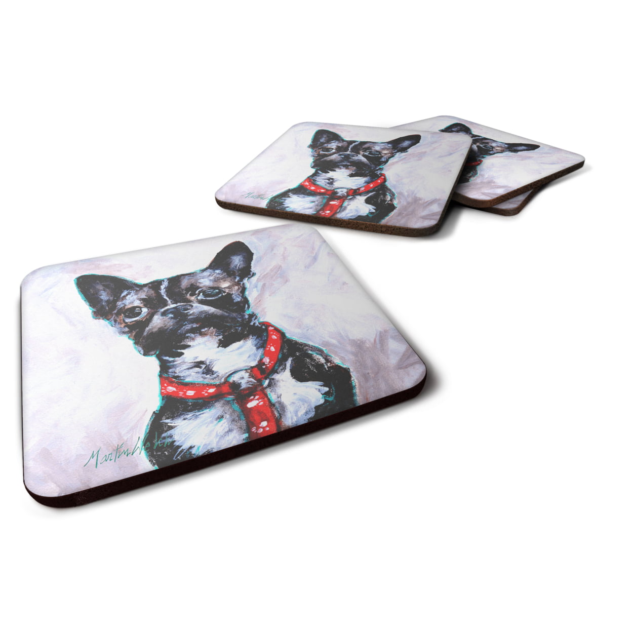 Boston Terrier Brindle Ziggy Foam Coasters - Set of 4