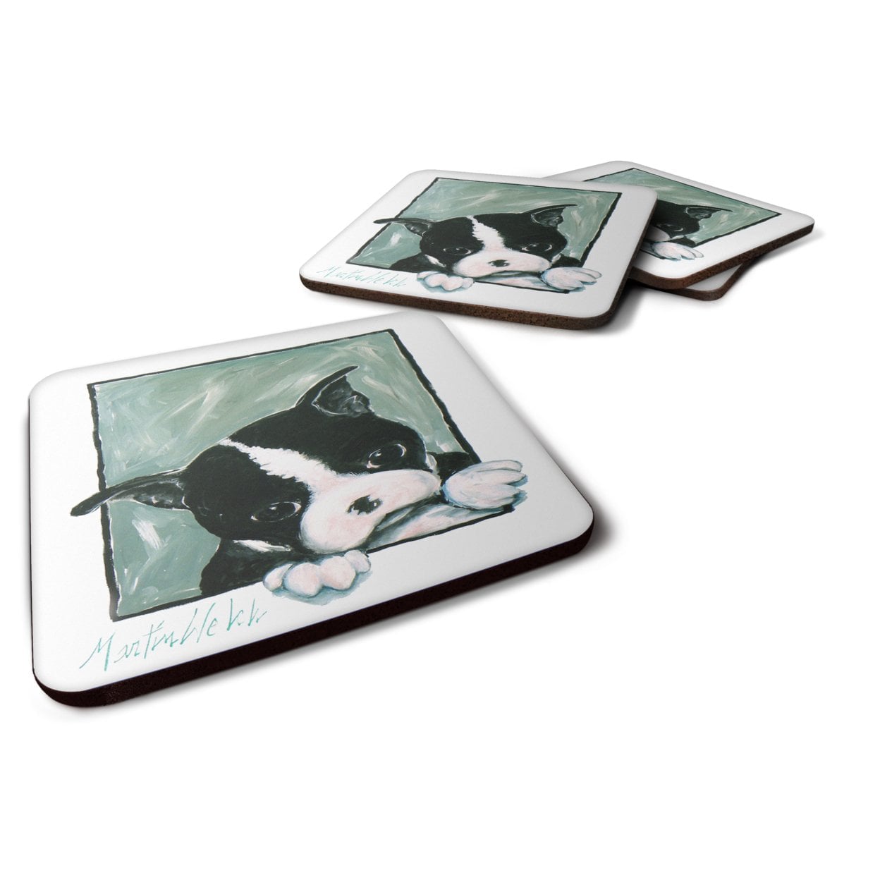 Boston Terrier Dont Leave Me Foam Coasters - Set of 4