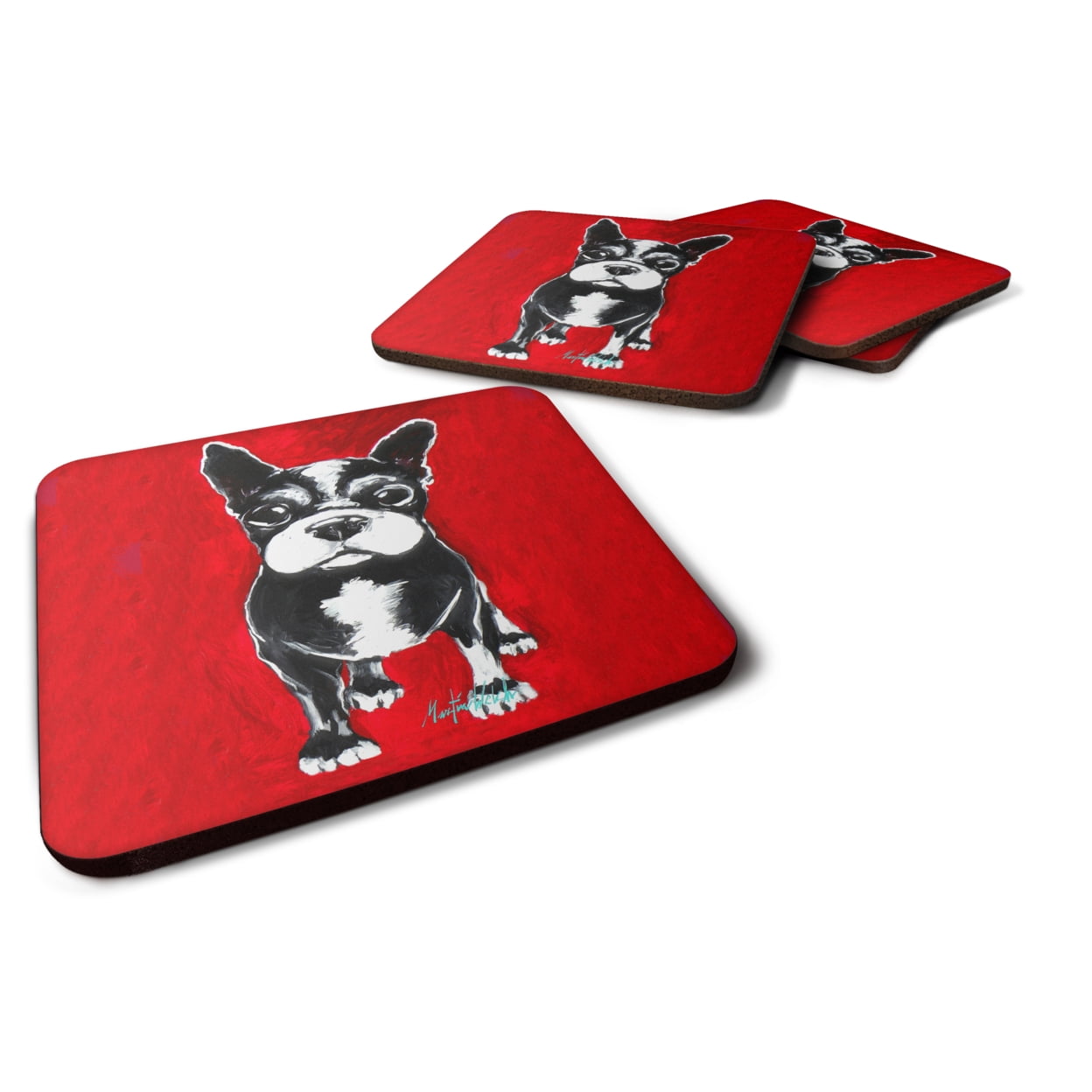 Boston Terrier Runt Foam Coasters - Set of 4