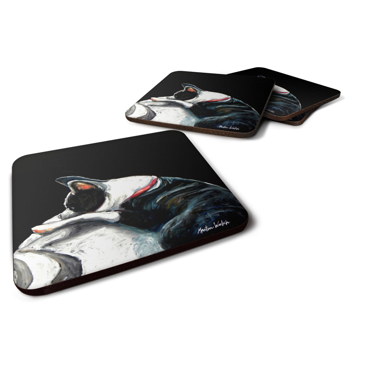 Boston Terrier Spot in the Sun Foam Coasters - Set of 4