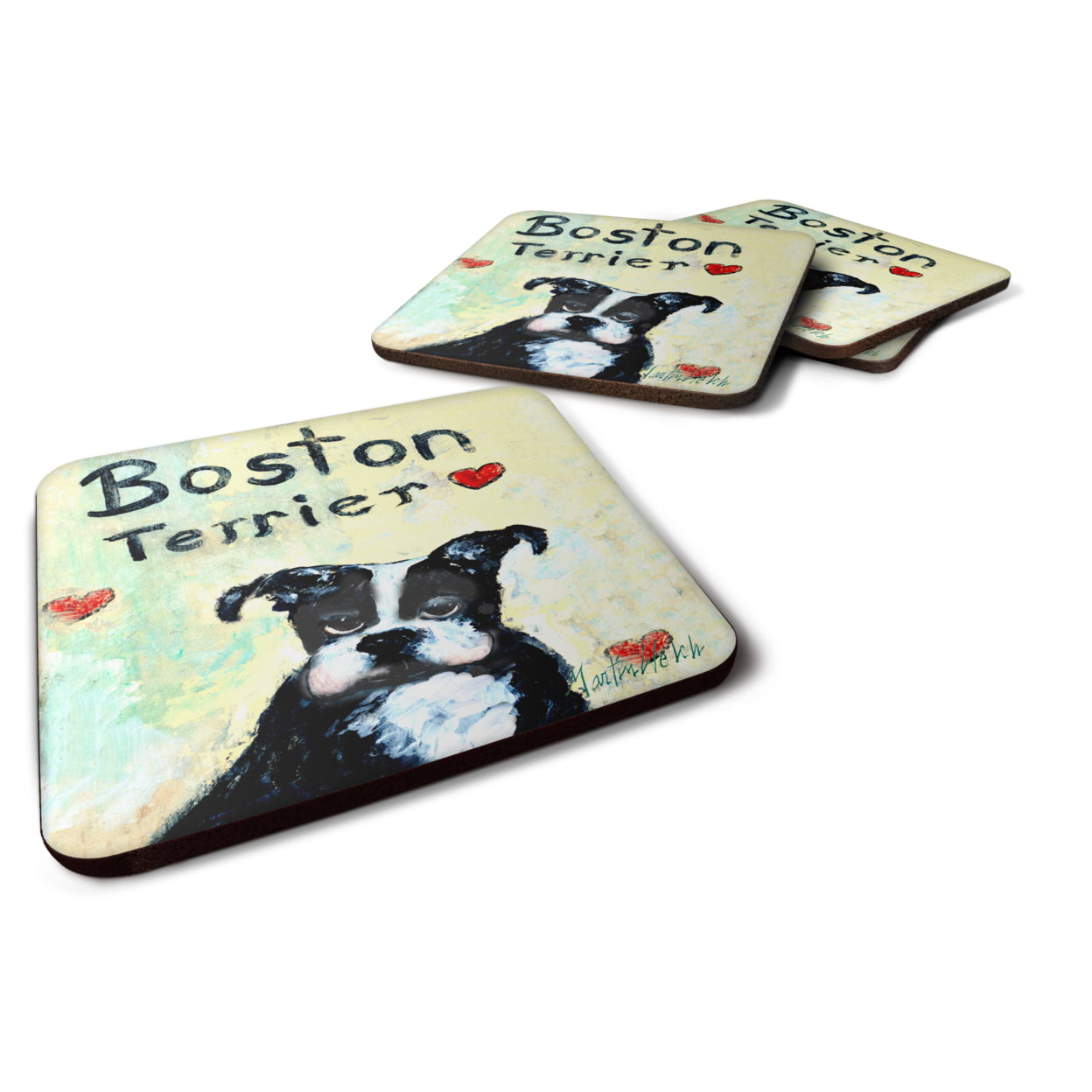 Boston Terrier Wheres My Bibb Foam Coasters - Set of 4
