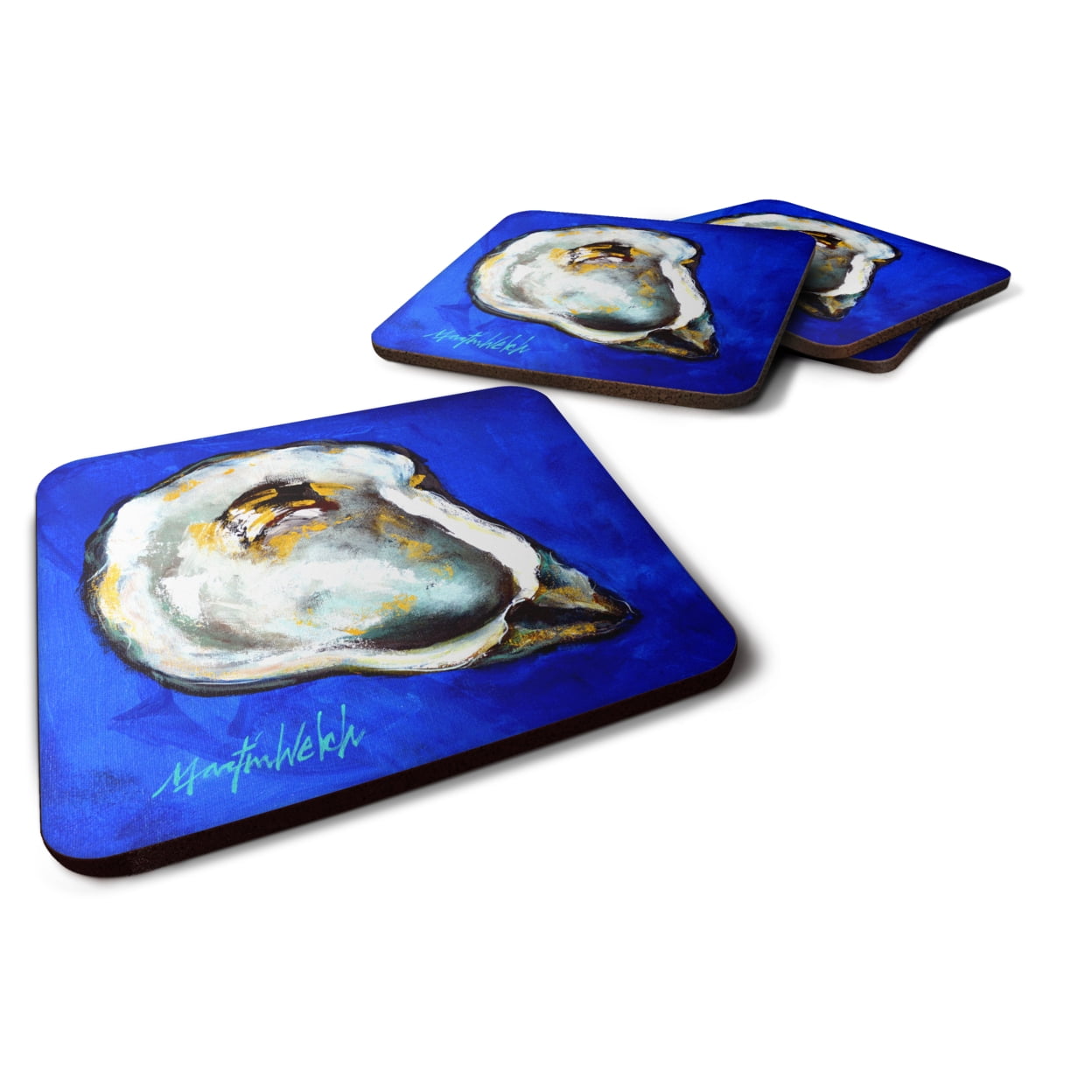 Oyster Gray Shell Foam Coasters - Set of 4