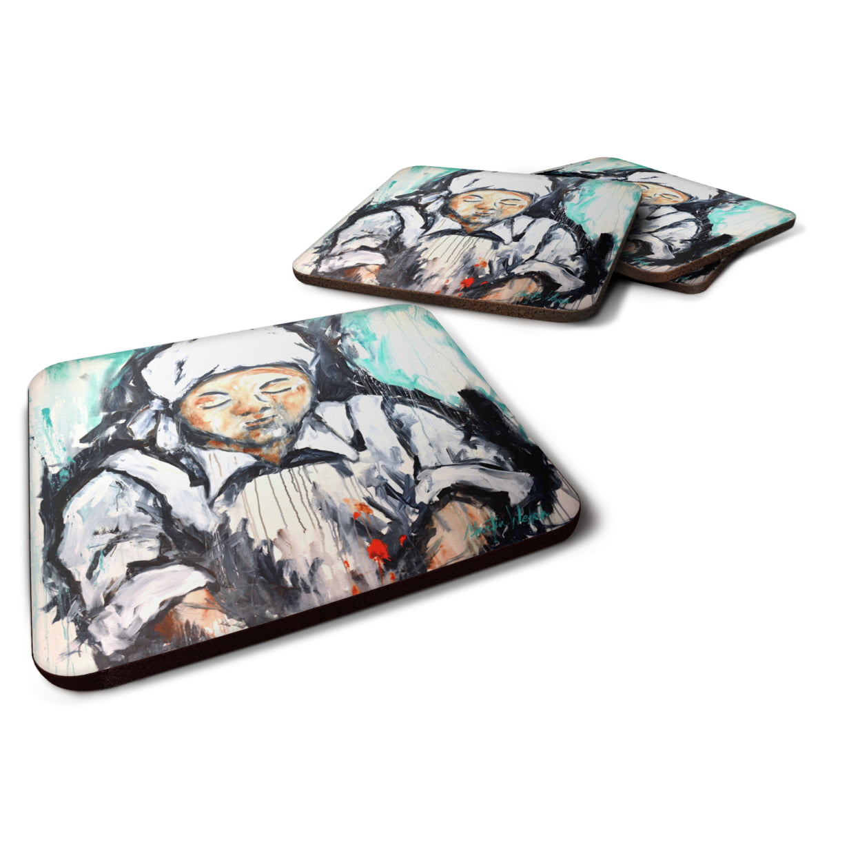 Melted Heart Foam Coasters - Set of 4