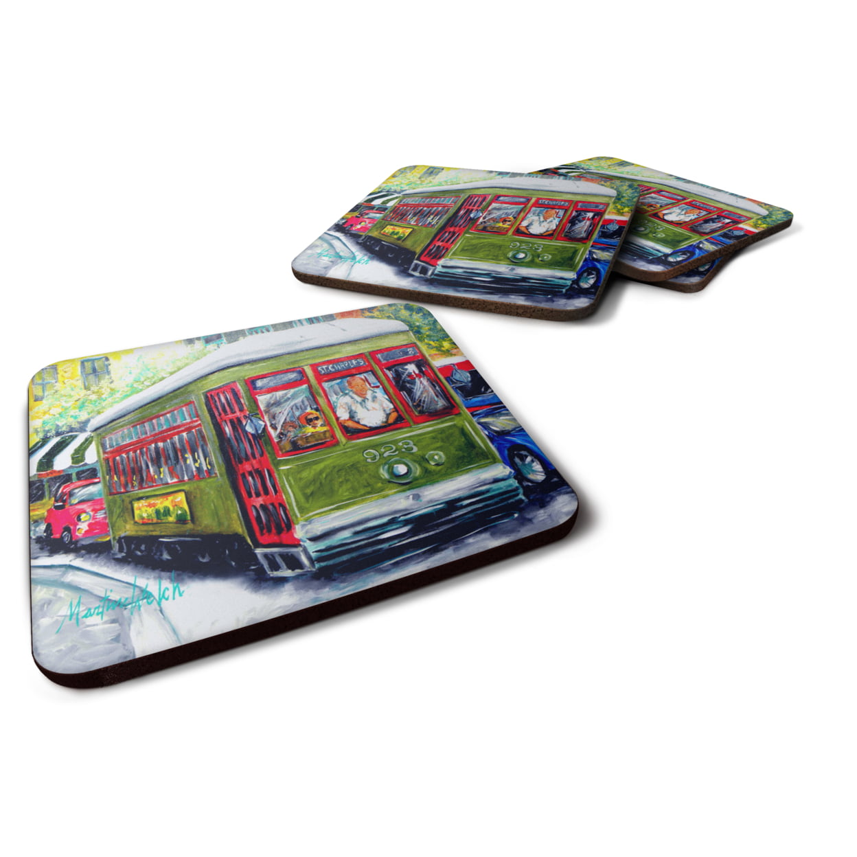 Streetcar Mid Summer Foam Coasters - Set of 4