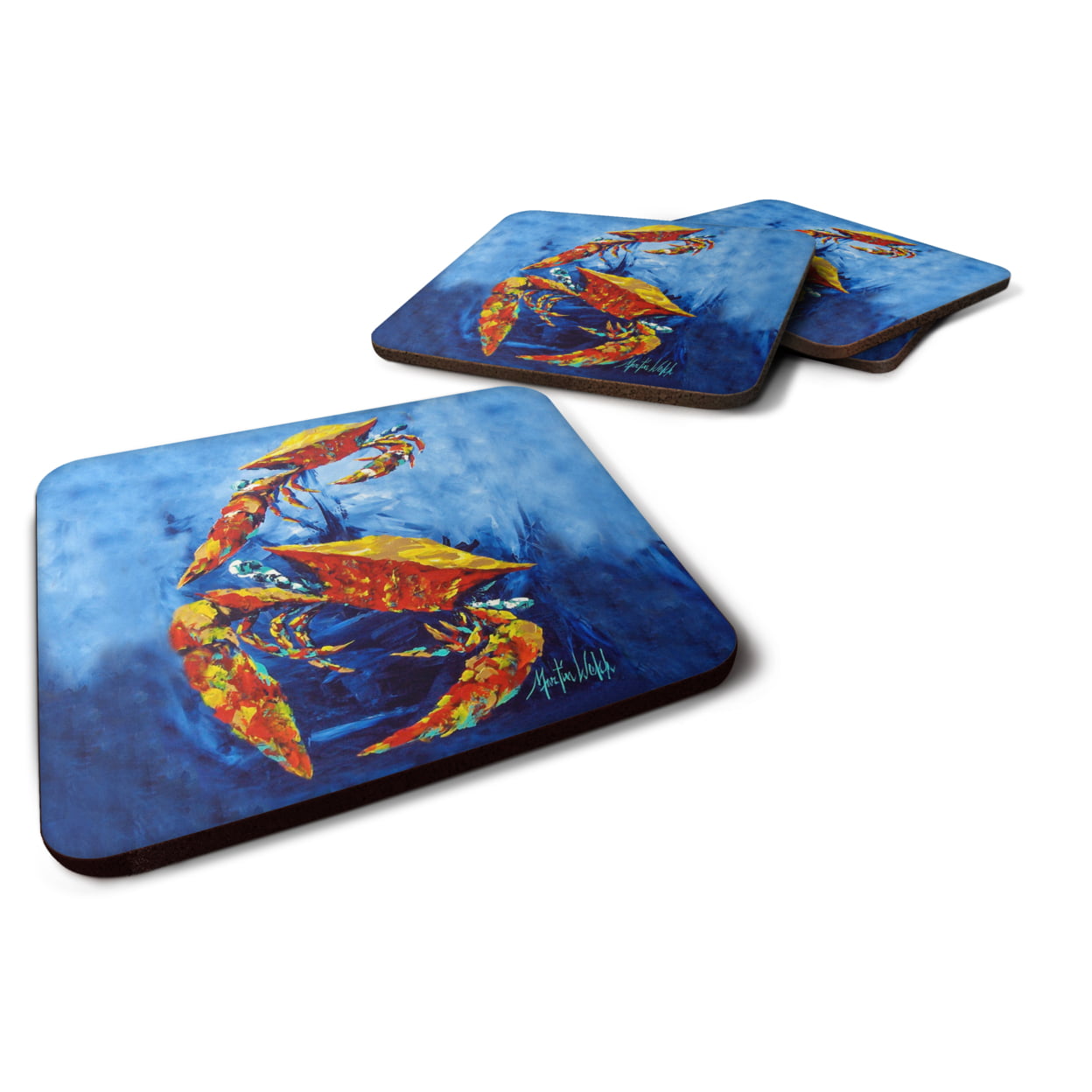 Crab Puddle O Two Foam Coasters - Set of 4