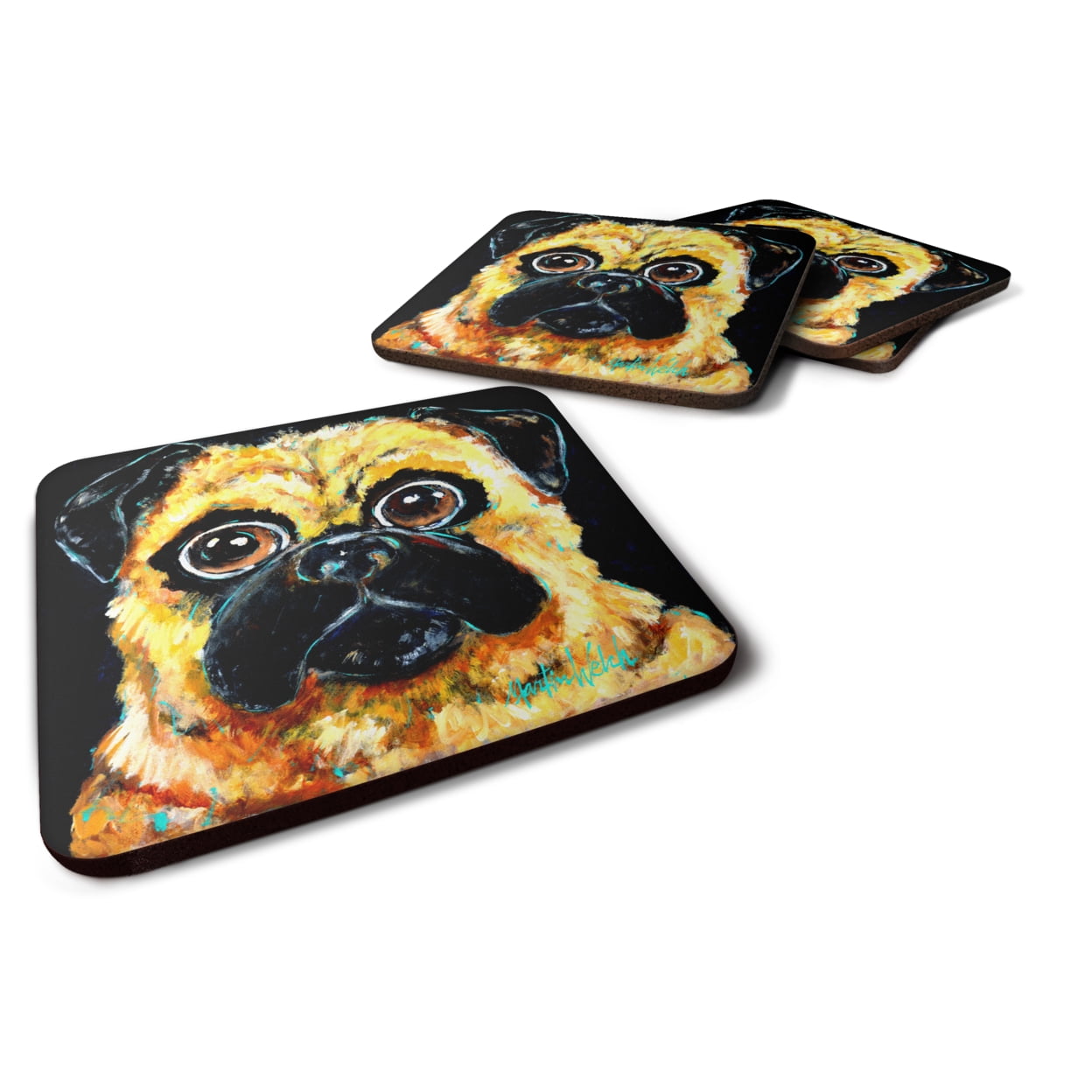 Pug It Out Foam Coasters - Set of 4