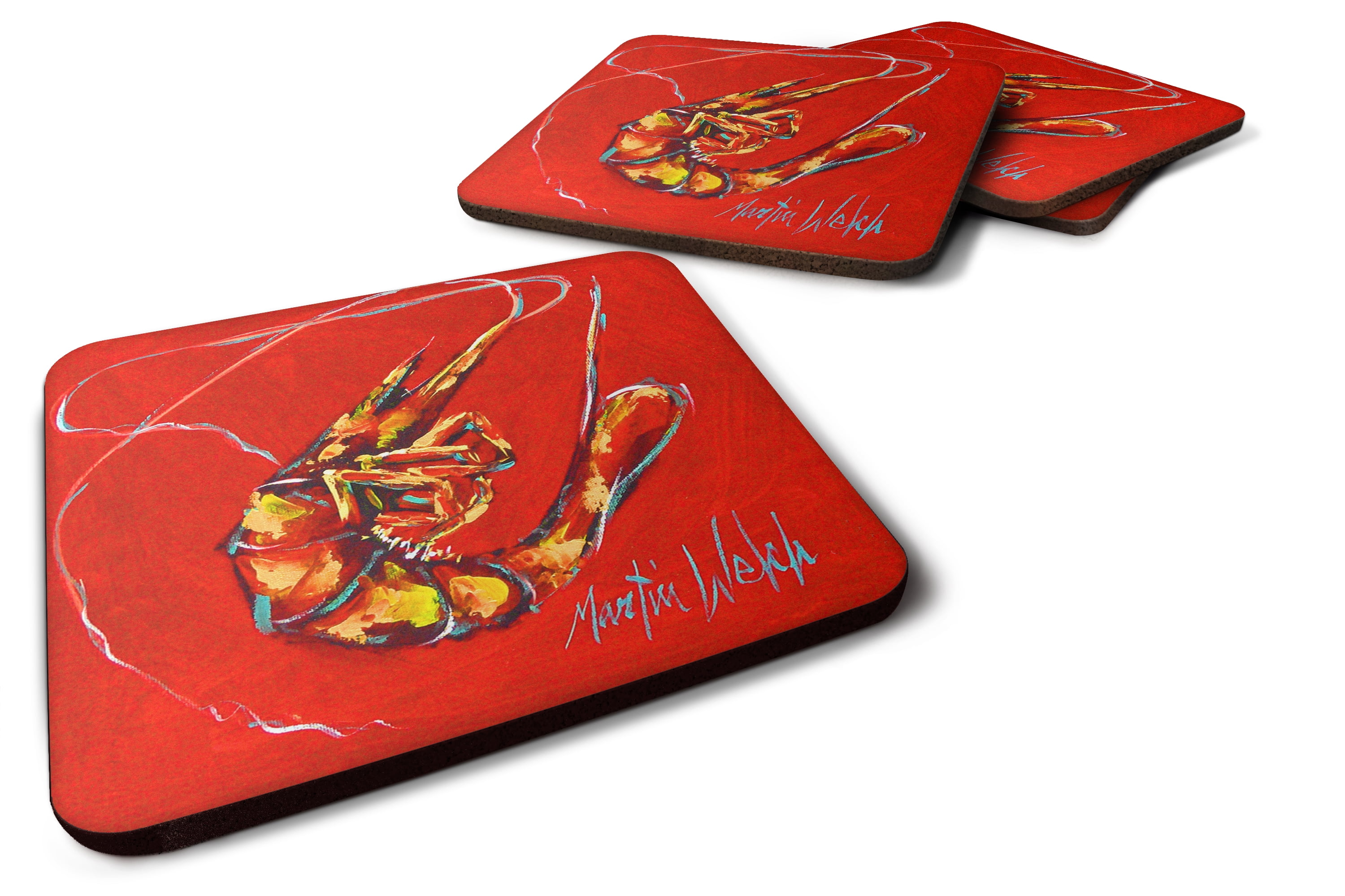 Red Shrimp Foam Coasters - Set of 4