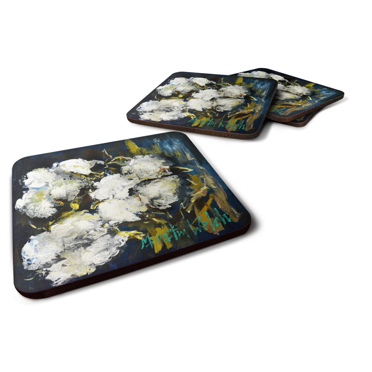 MW1357FC Three Boll Cotton Foam Coasters - Set of 4