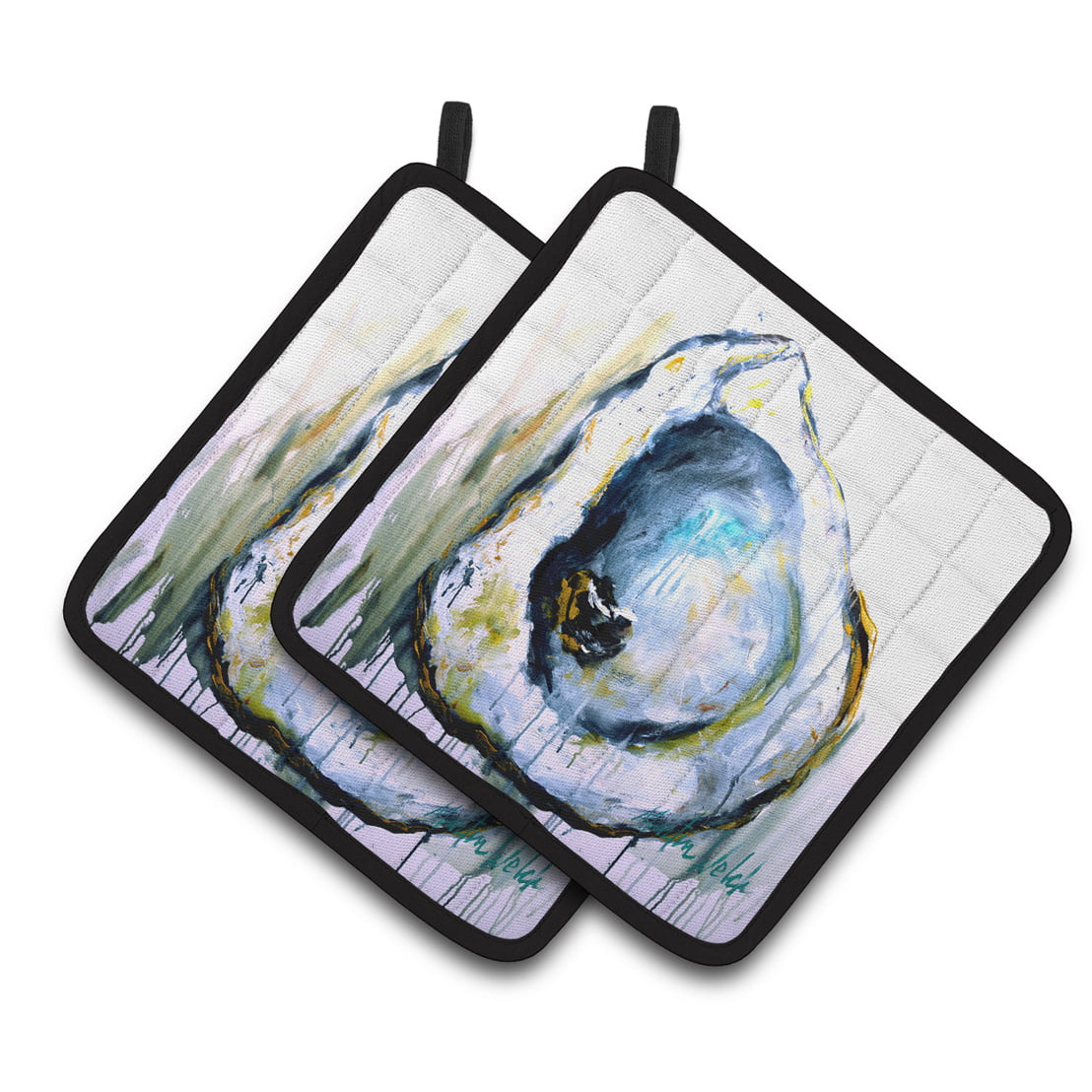 Picture of Carolines Treasures MW1300PTHD Aqua Sand Oyster Pair of Pot Holders
