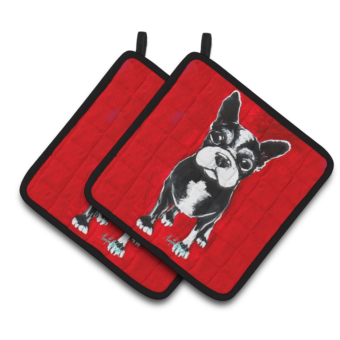 Picture of Carolines Treasures MW1314PTHD Boston Terrier Runt Pair of Pot Holders
