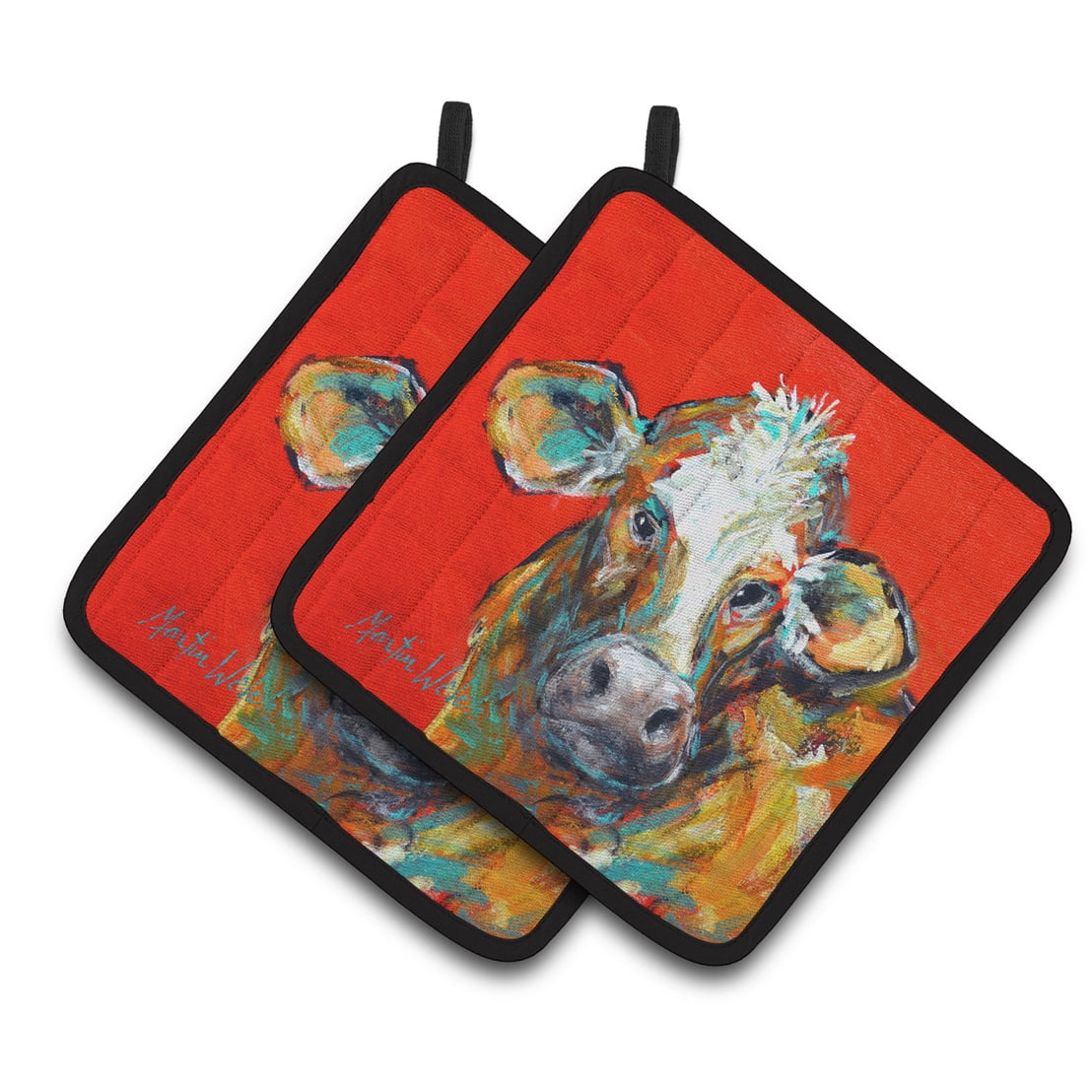 Picture of Carolines Treasures MW1319PTHD Cow Caught Red Handed Too Pair of Pot Holders