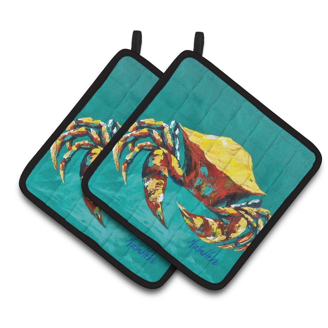 Picture of Carolines Treasures MW1322PTHD Crab Tunnel Pair of Pot Holders