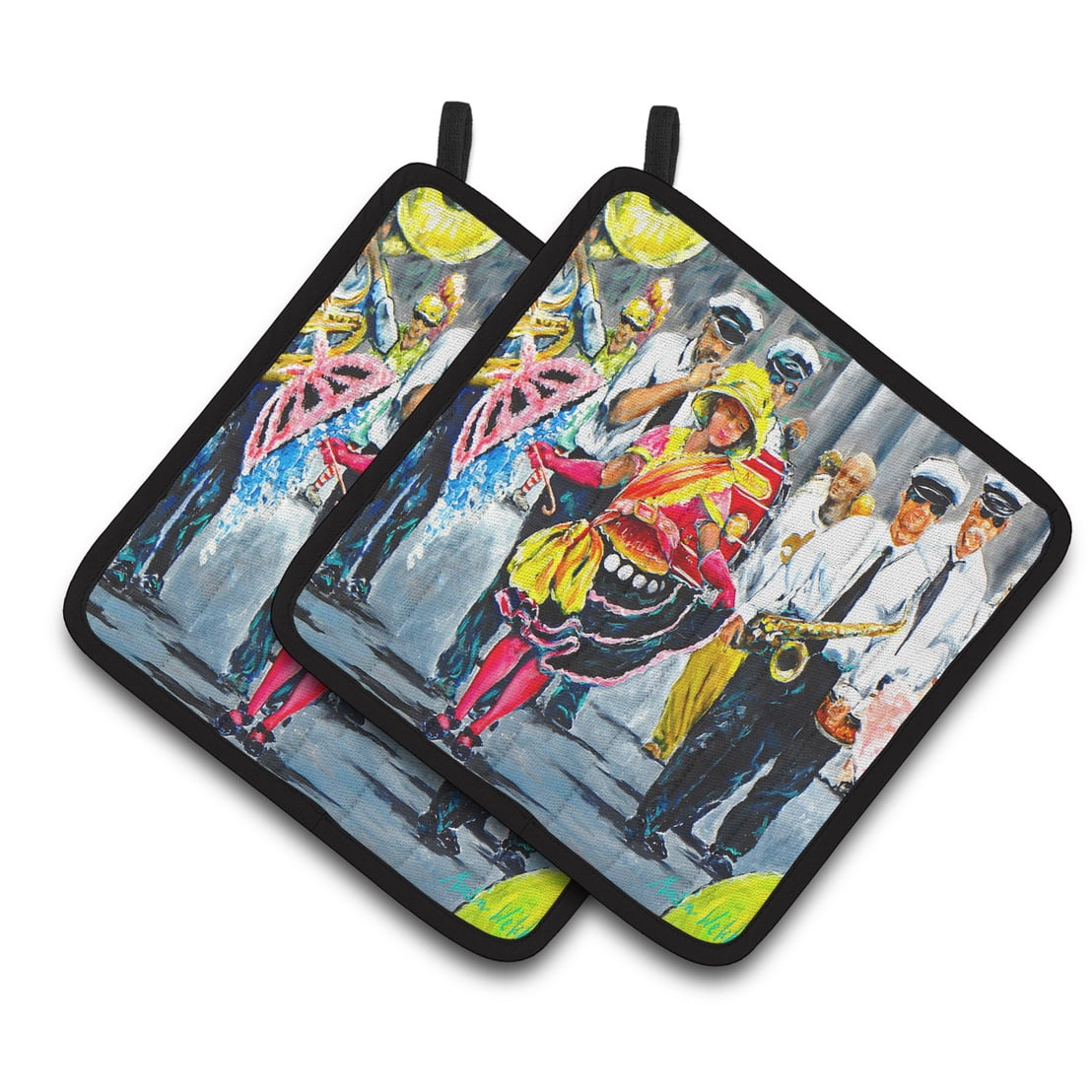 Picture of Carolines Treasures MW1324PTHD Mardi Gras Dancin in the Street Pair of Pot Holders