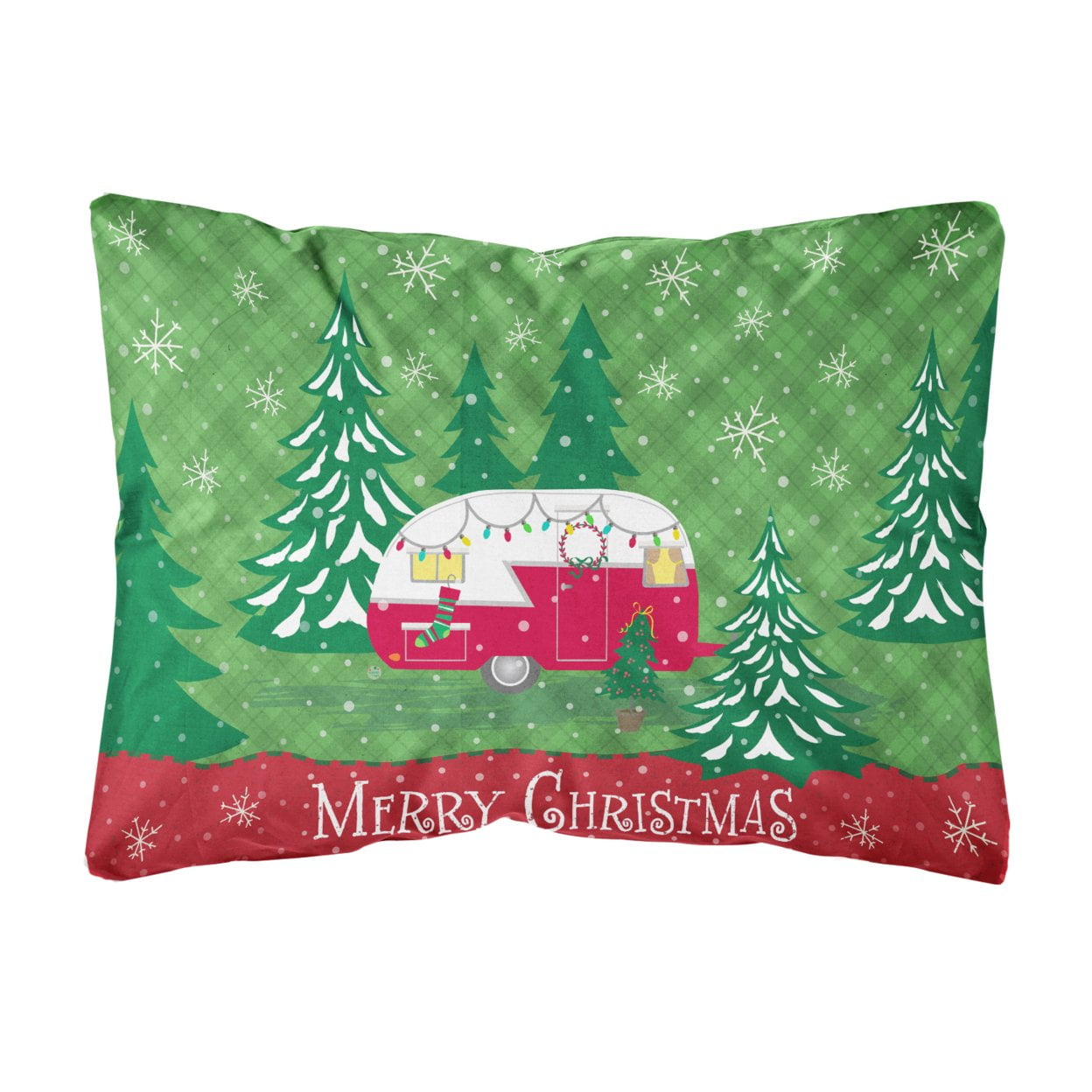 Christmas Vintage Glamping Trailer Fabric Decorative Pillow