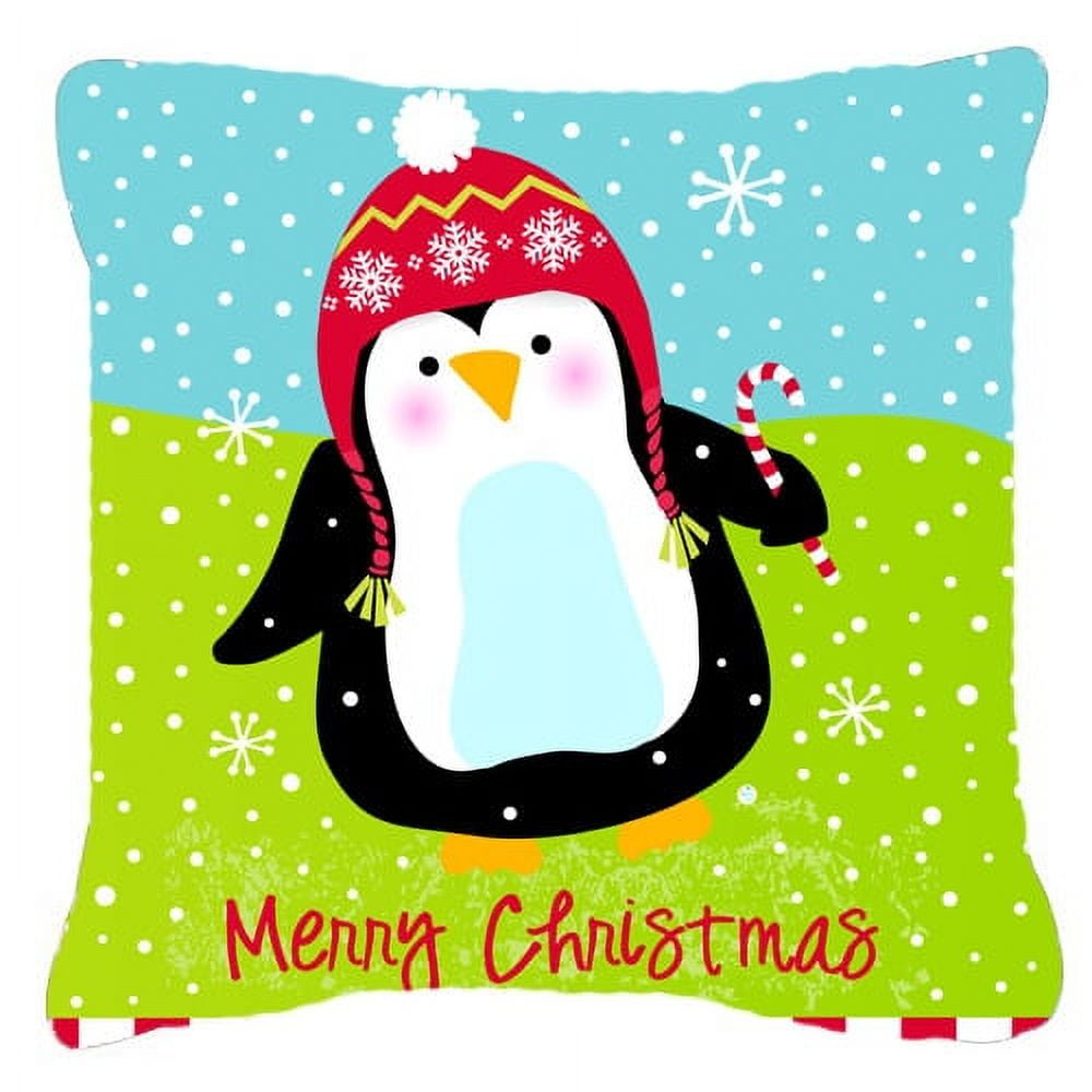 Merry Christmas Happy Penguin Fabric Decorative Pillow