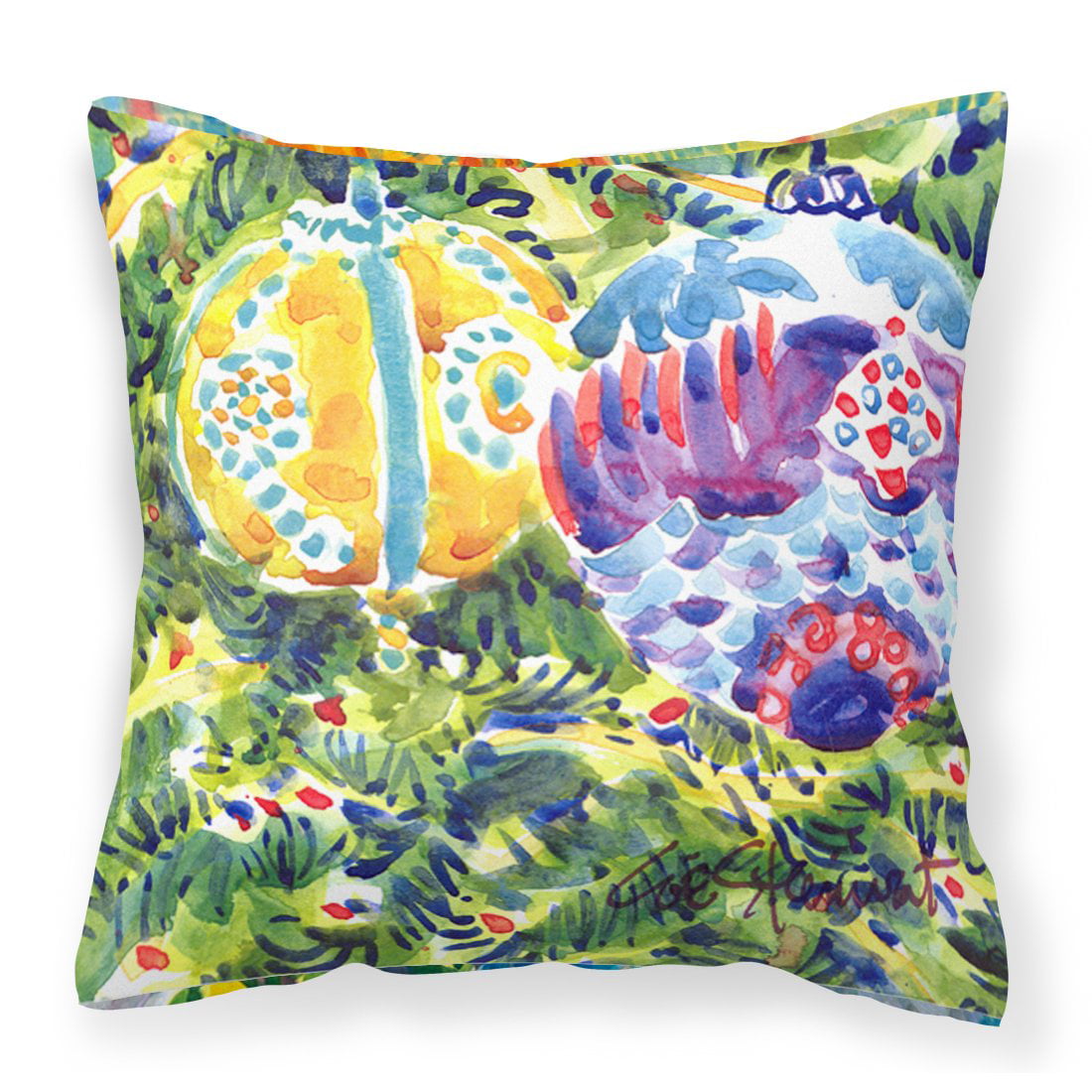 Christmas Tree Yellow & Purple Ornaments Fabric Decorative Pillow