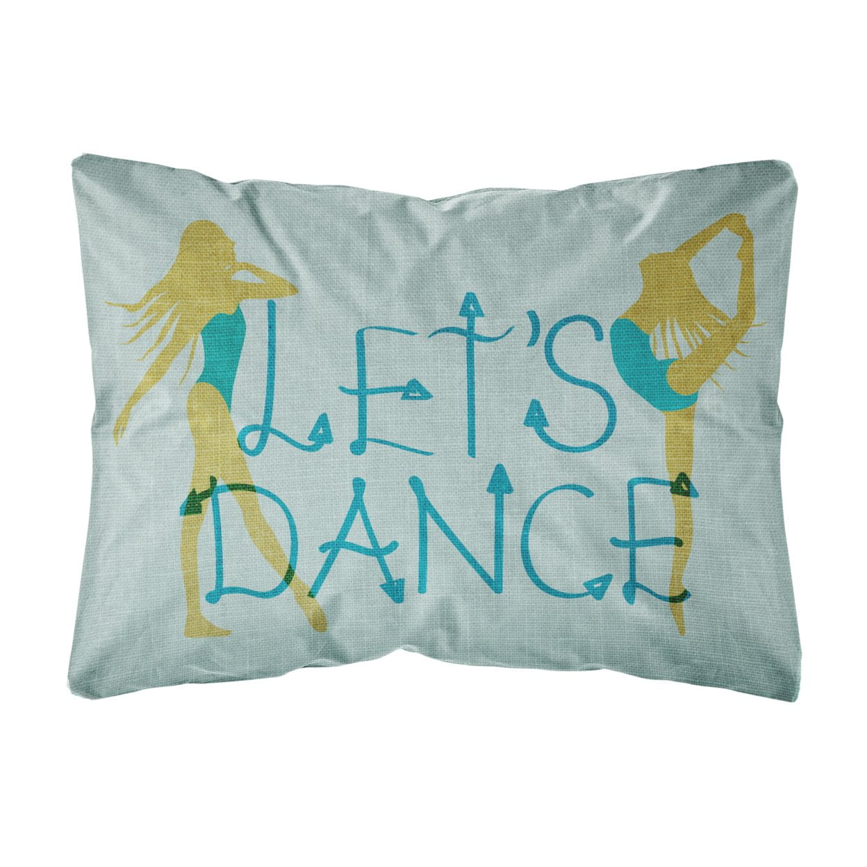 Lets Dance Linen Teal Canvas Fabric Decorative Pillow