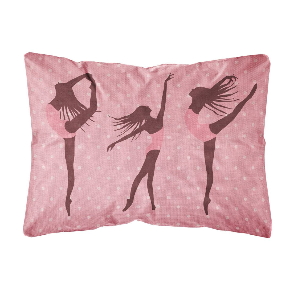 Dancers Linen Pink Polkadots Canvas Fabric Decorative Pillow