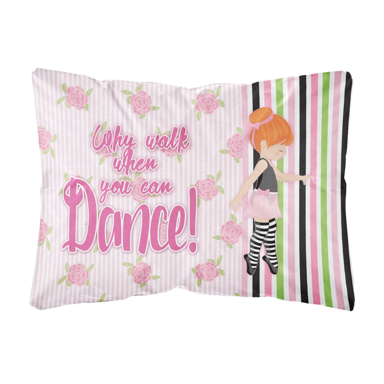 Ballet Dance Stripes Red Hair Canvas Fabric Decorative Pillow