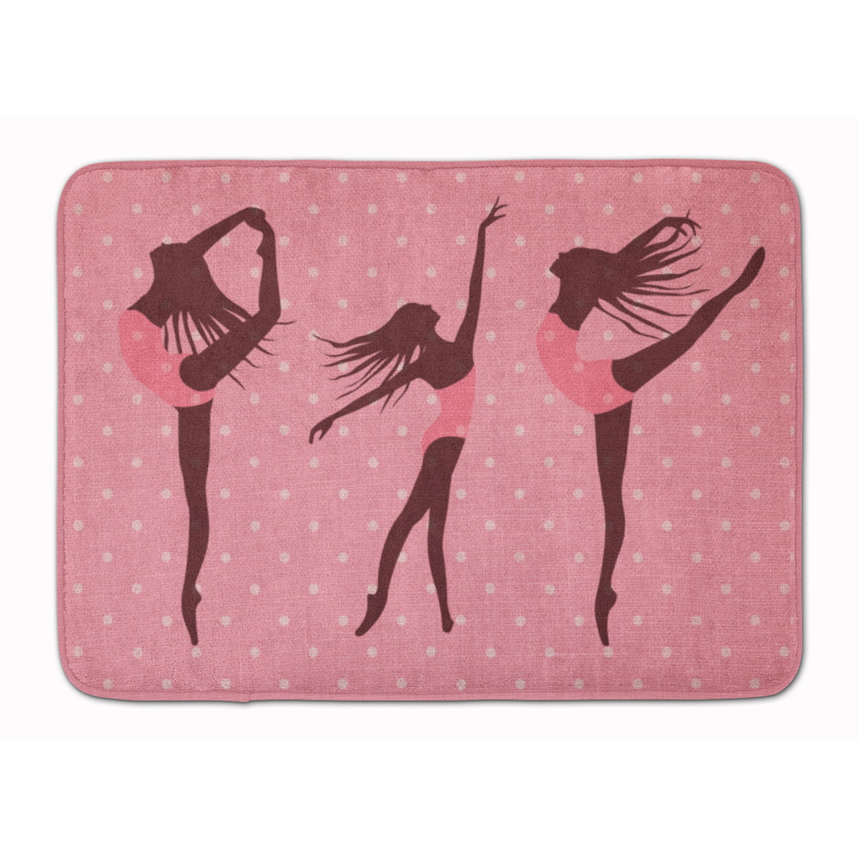 BB5378RUG Dancers Linen Pink Polkadots Machine Washable Memory Foam Mat