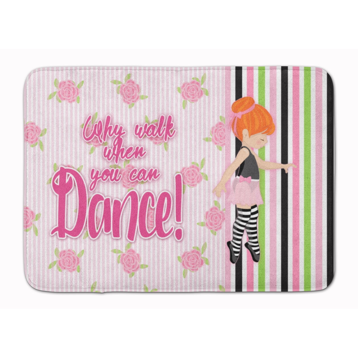 BB5399RUG Ballet Dance Stripes Red Hair Machine Washable Memory Foam Mat
