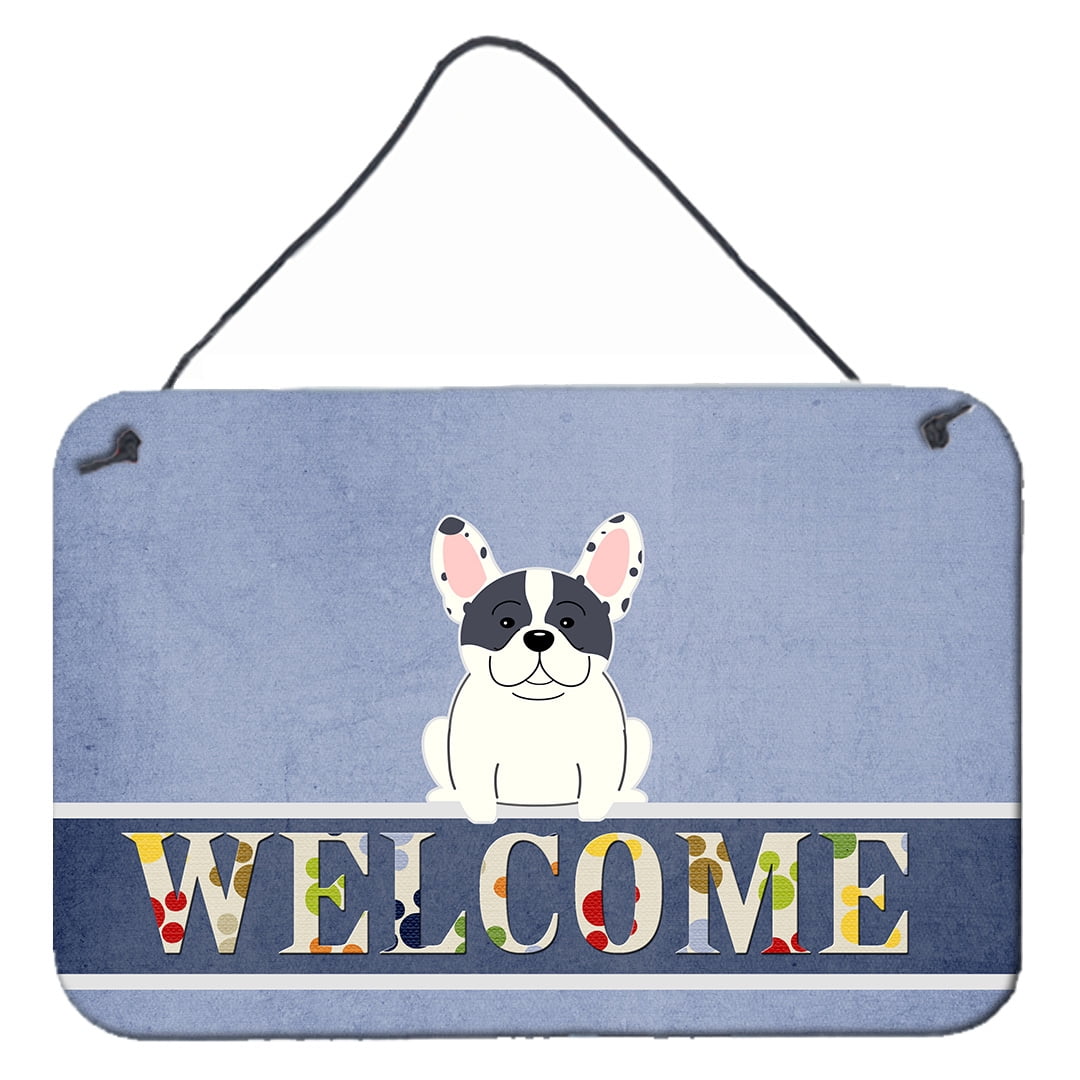 French Bulldog Piebald Welcome Wall or Door Hanging Prints