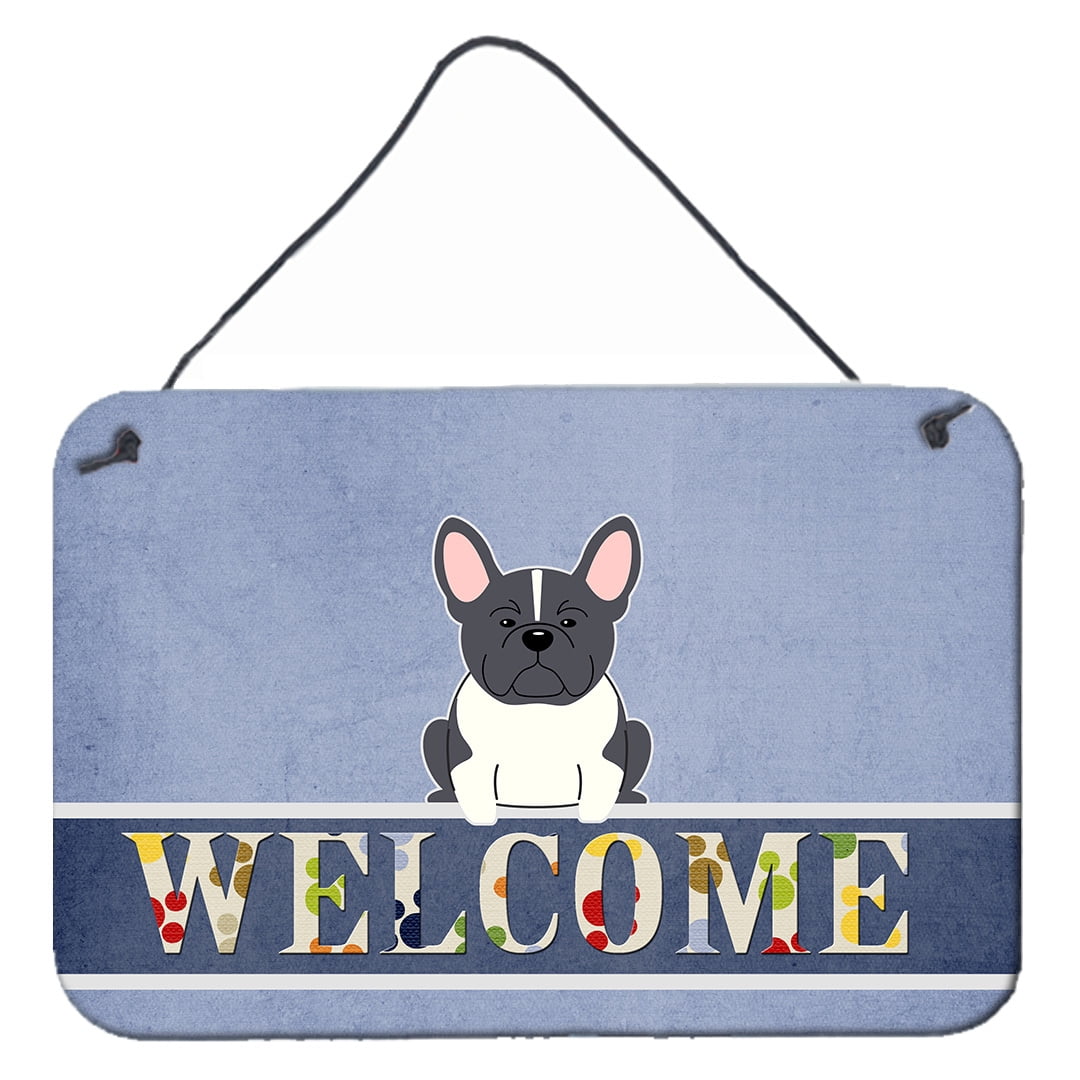 French Bulldog Black White Welcome Wall or Door Hanging Prints