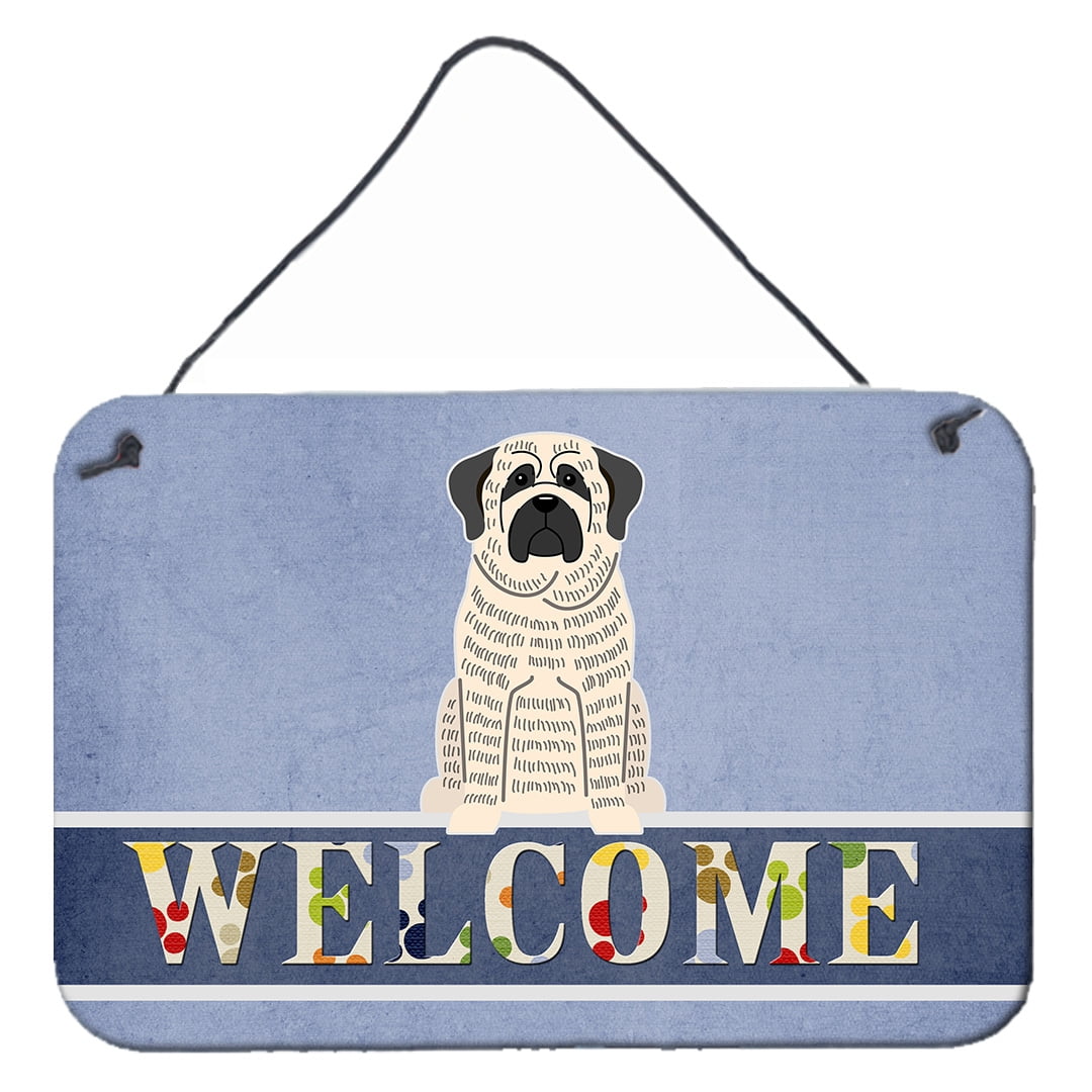 Mastiff Brindle White Welcome Wall or Door Hanging Prints