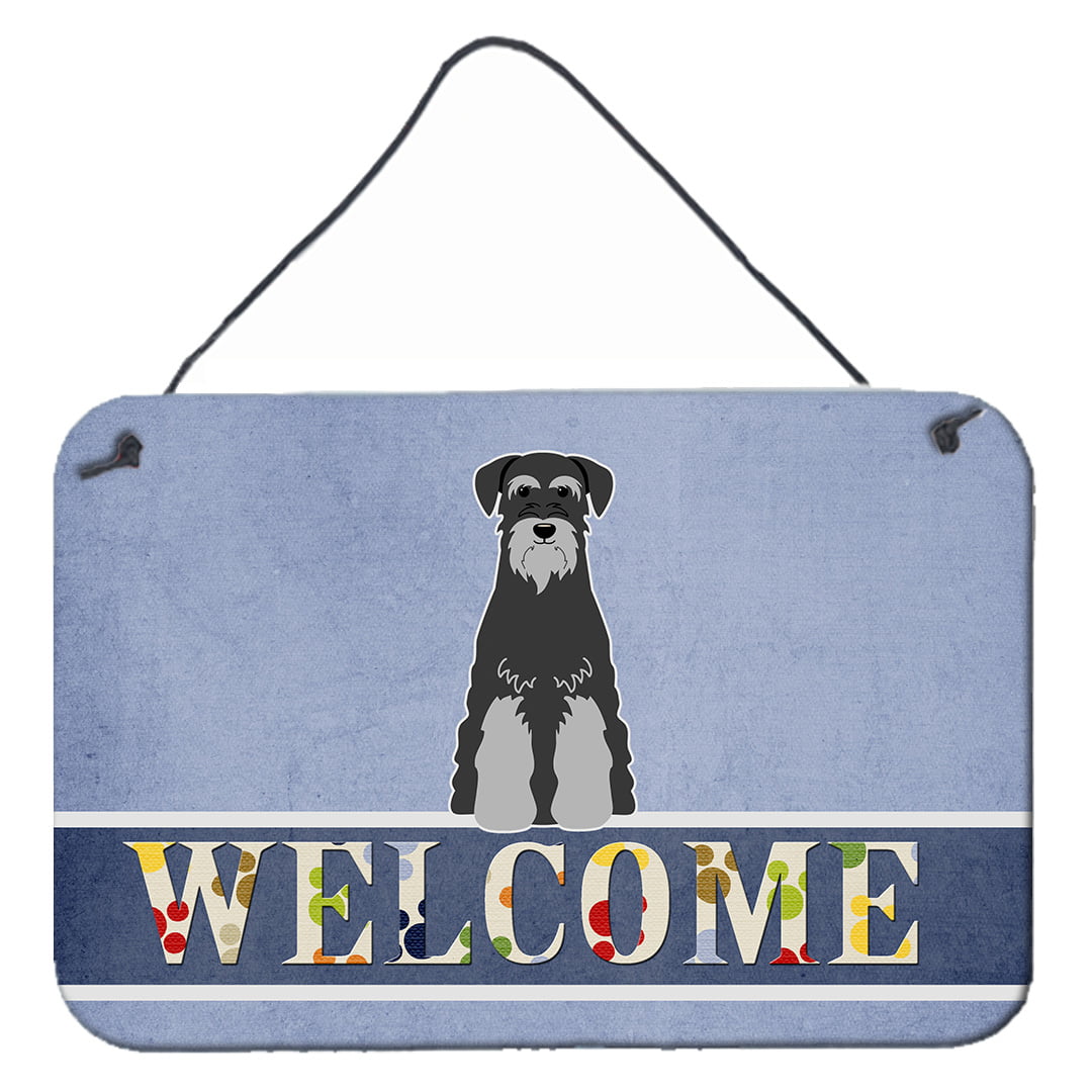 Standard Schnauzer Black Grey Welcome Wall or Door Hanging Prints