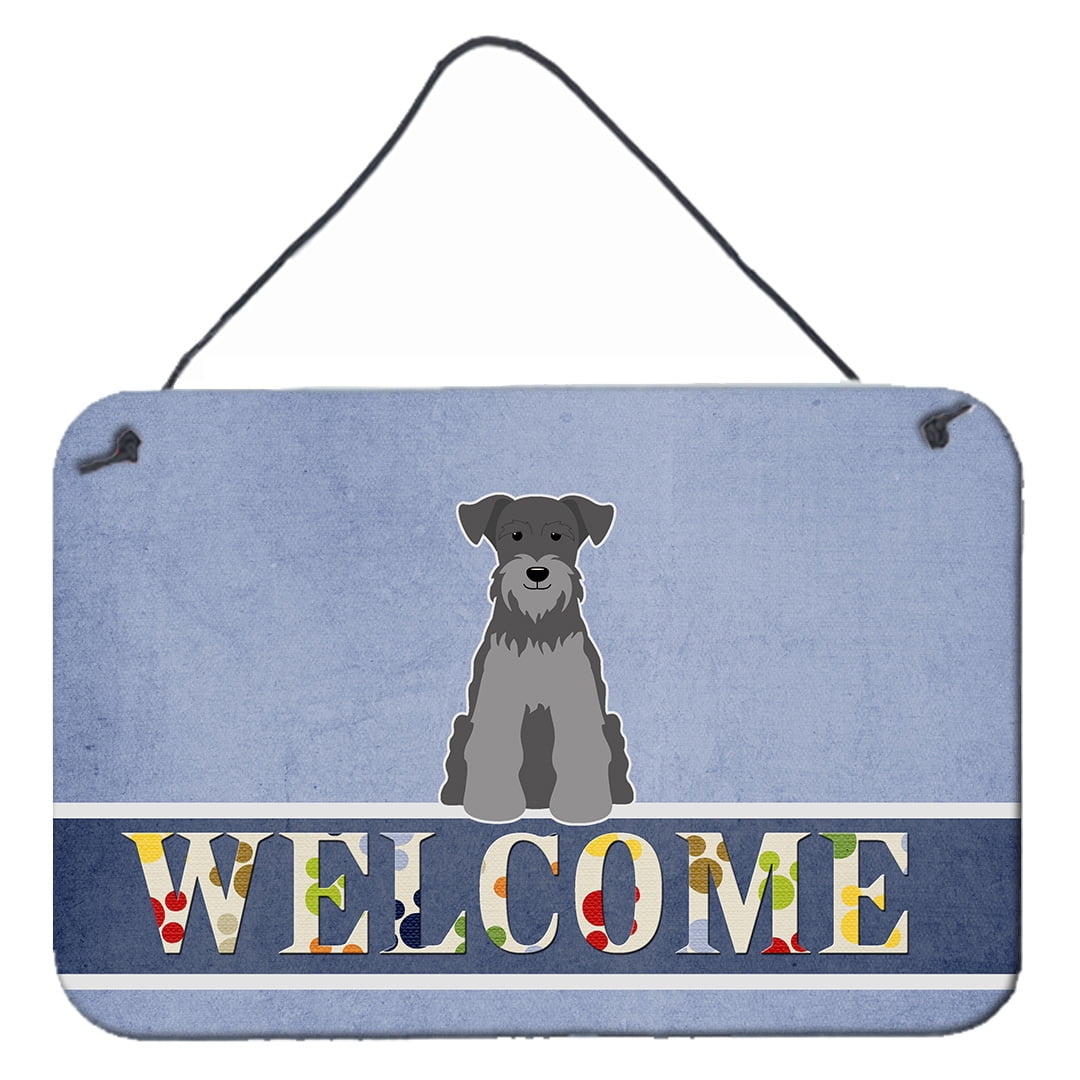 Miniature Schanuzer Black Silver Welcome Wall or Door Hanging Prints