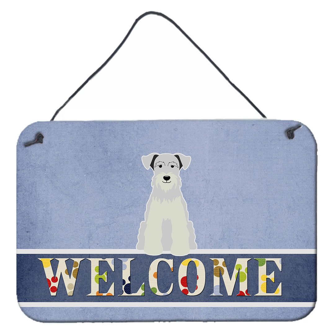 Miniature Schanuzer White Welcome Wall or Door Hanging Prints