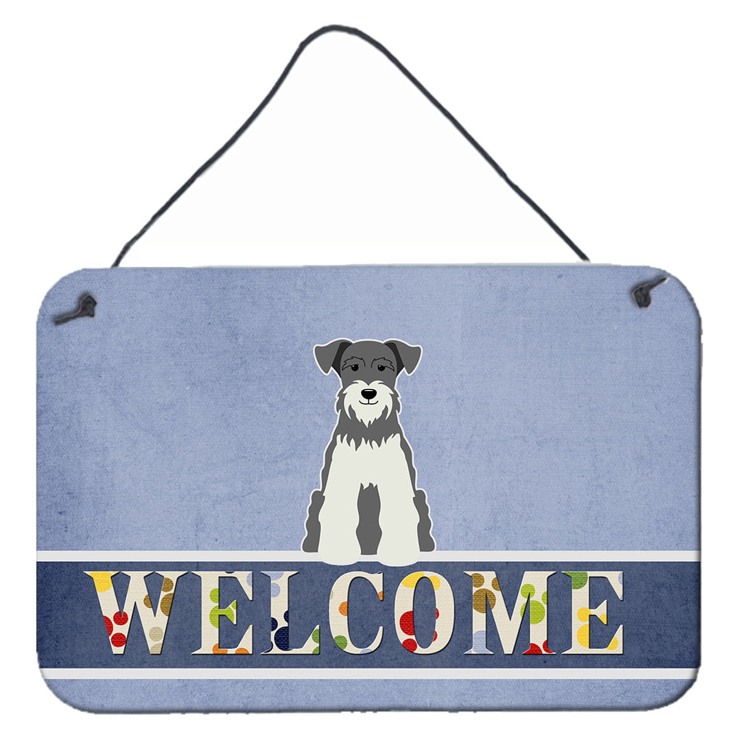 Miniature Schanuzer Salt & Pepper Welcome Wall or Door Hanging Prints