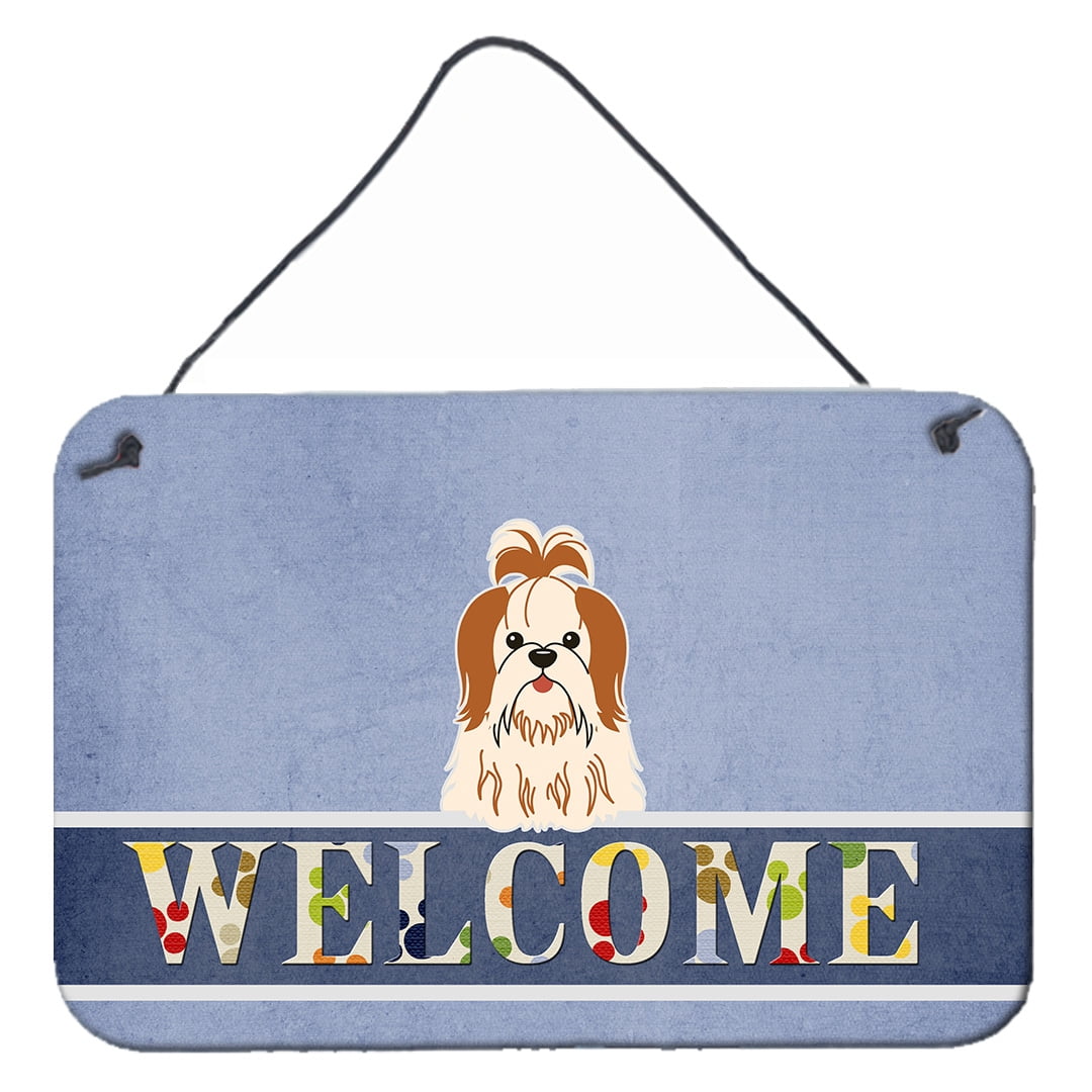 Shih Tzu Red White Welcome Wall or Door Hanging Prints