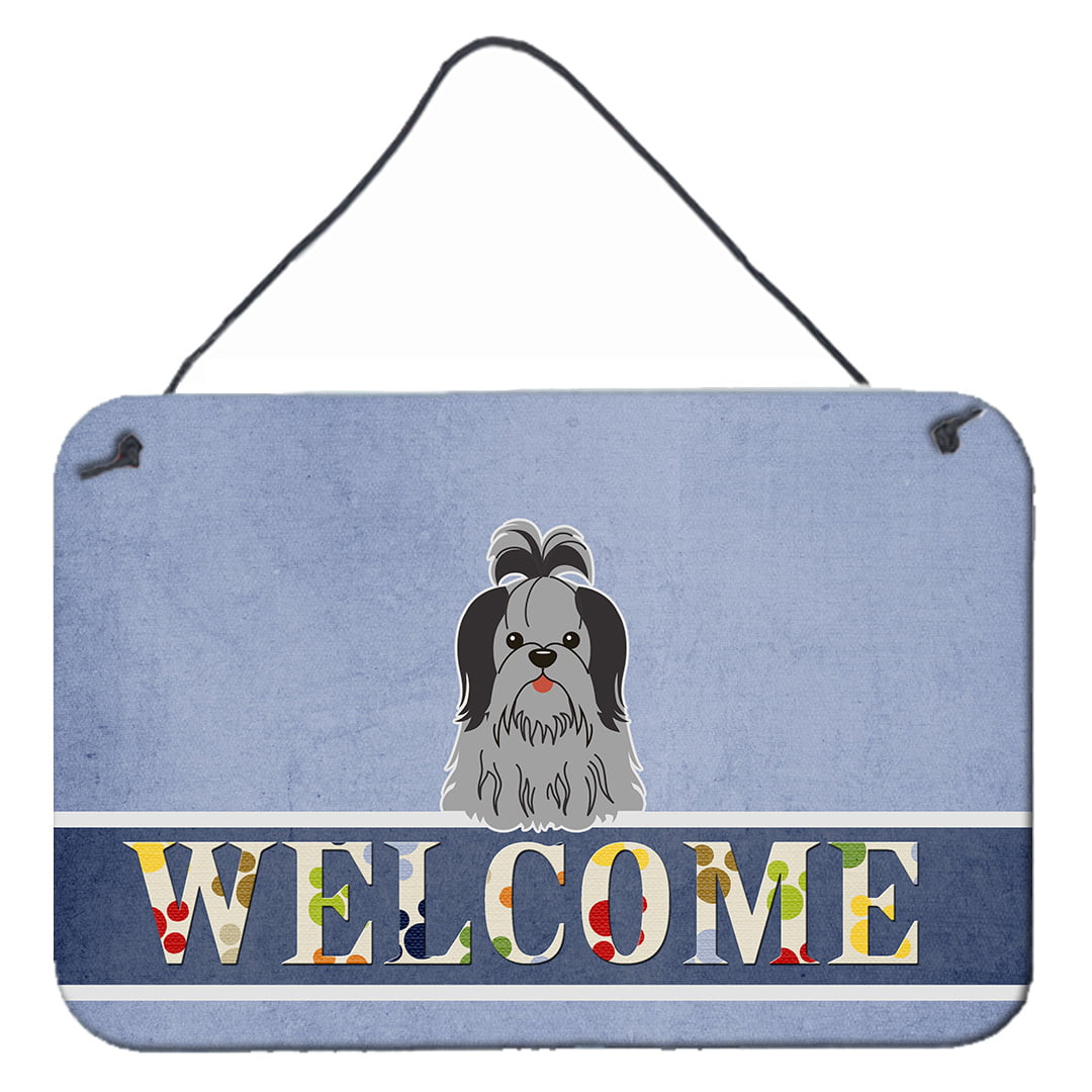 Shih Tzu Black Silver Welcome Wall or Door Hanging Prints