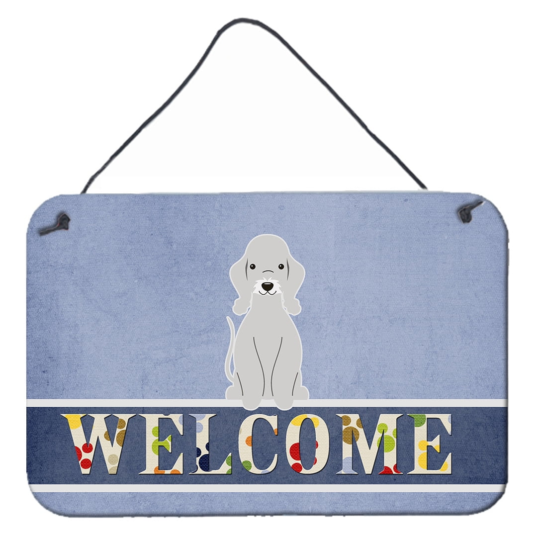 Bedlington Terrier Blue Welcome Wall or Door Hanging Prints