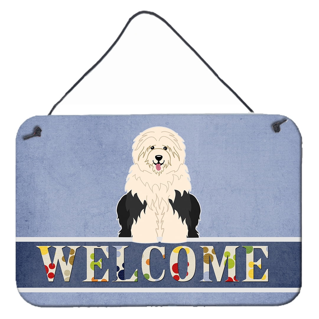 BB5677DS812 Old English Sheepdog Welcome Wall or Door Hanging Prints